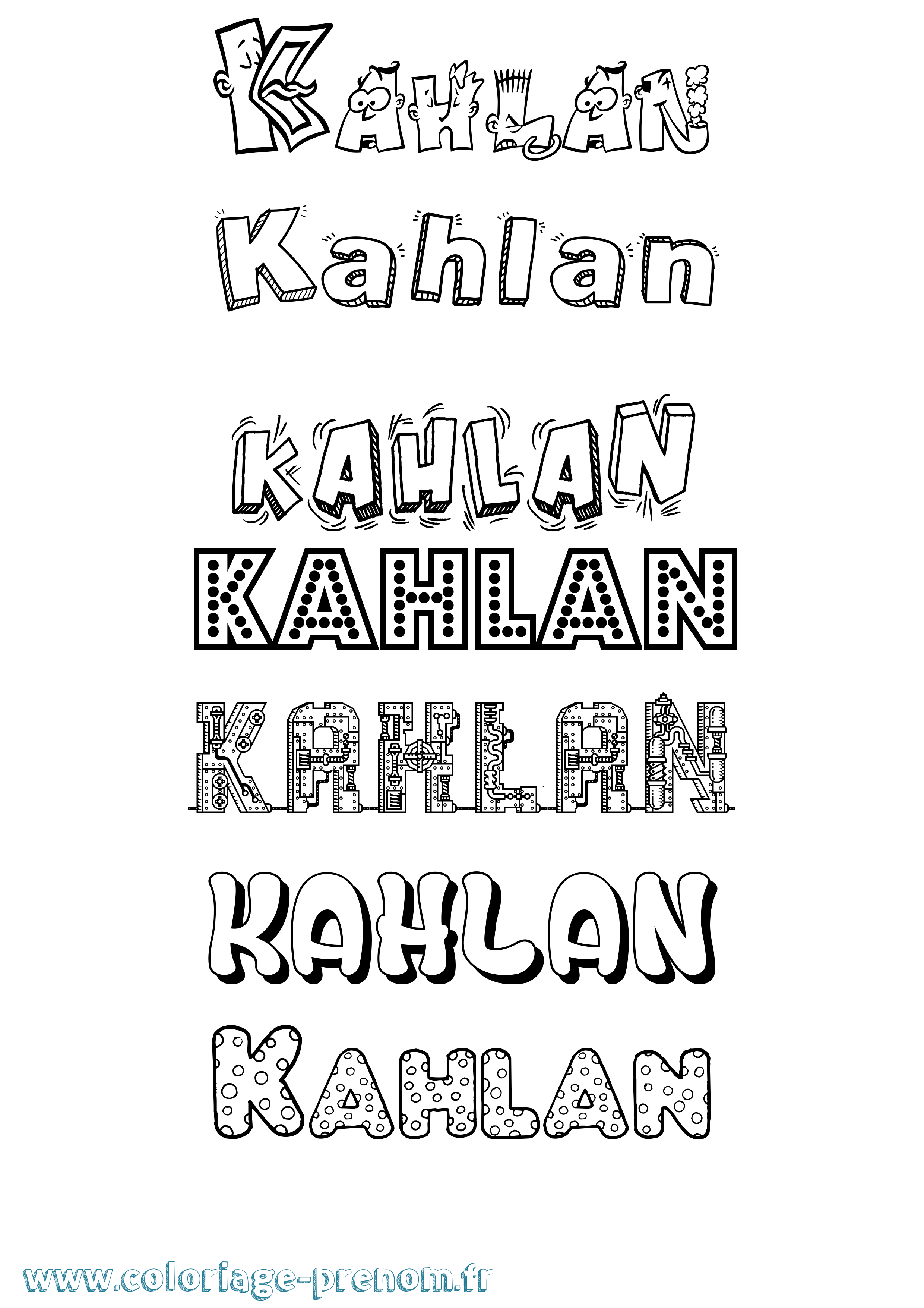 Coloriage prénom Kahlan Fun