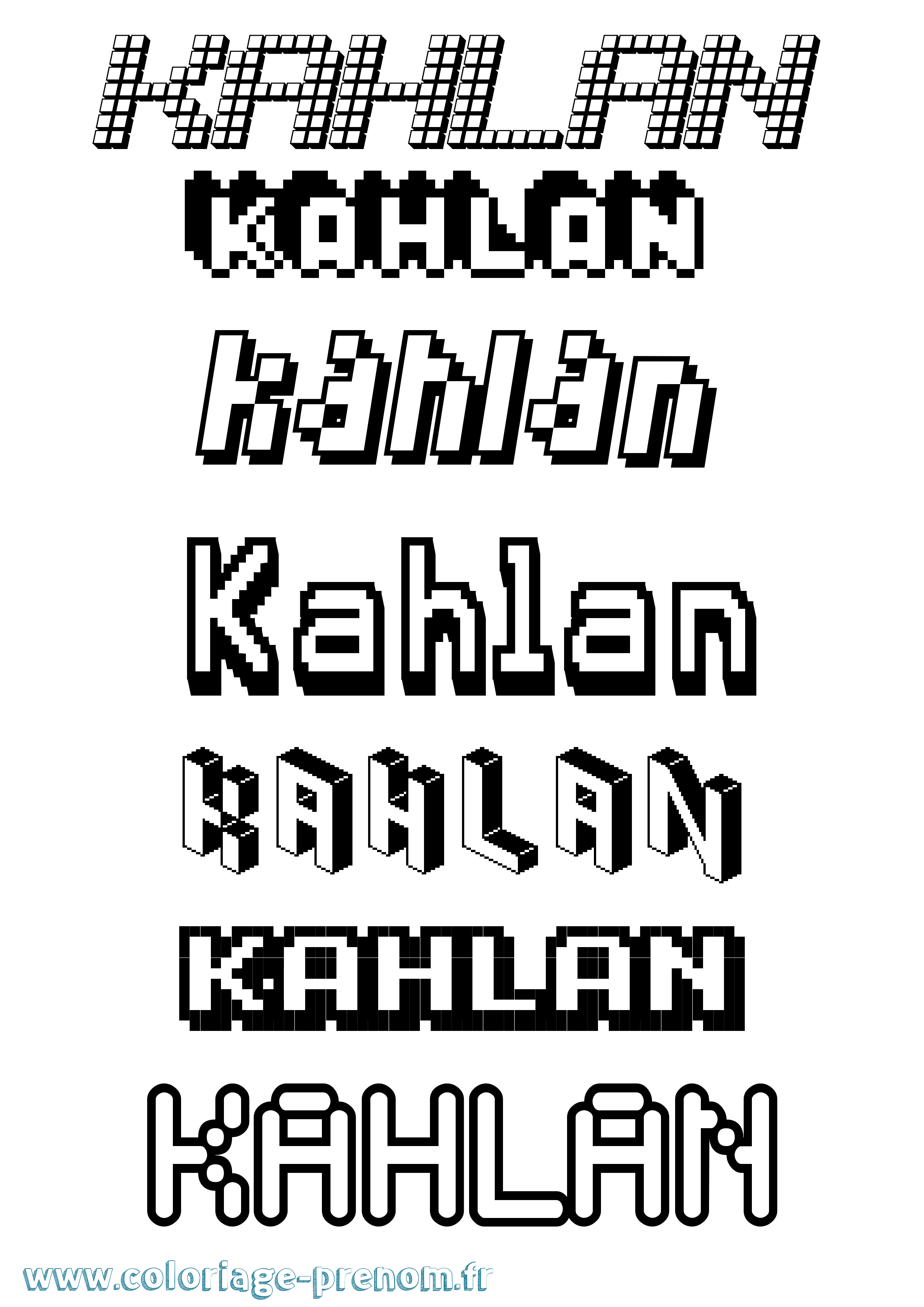 Coloriage prénom Kahlan Pixel