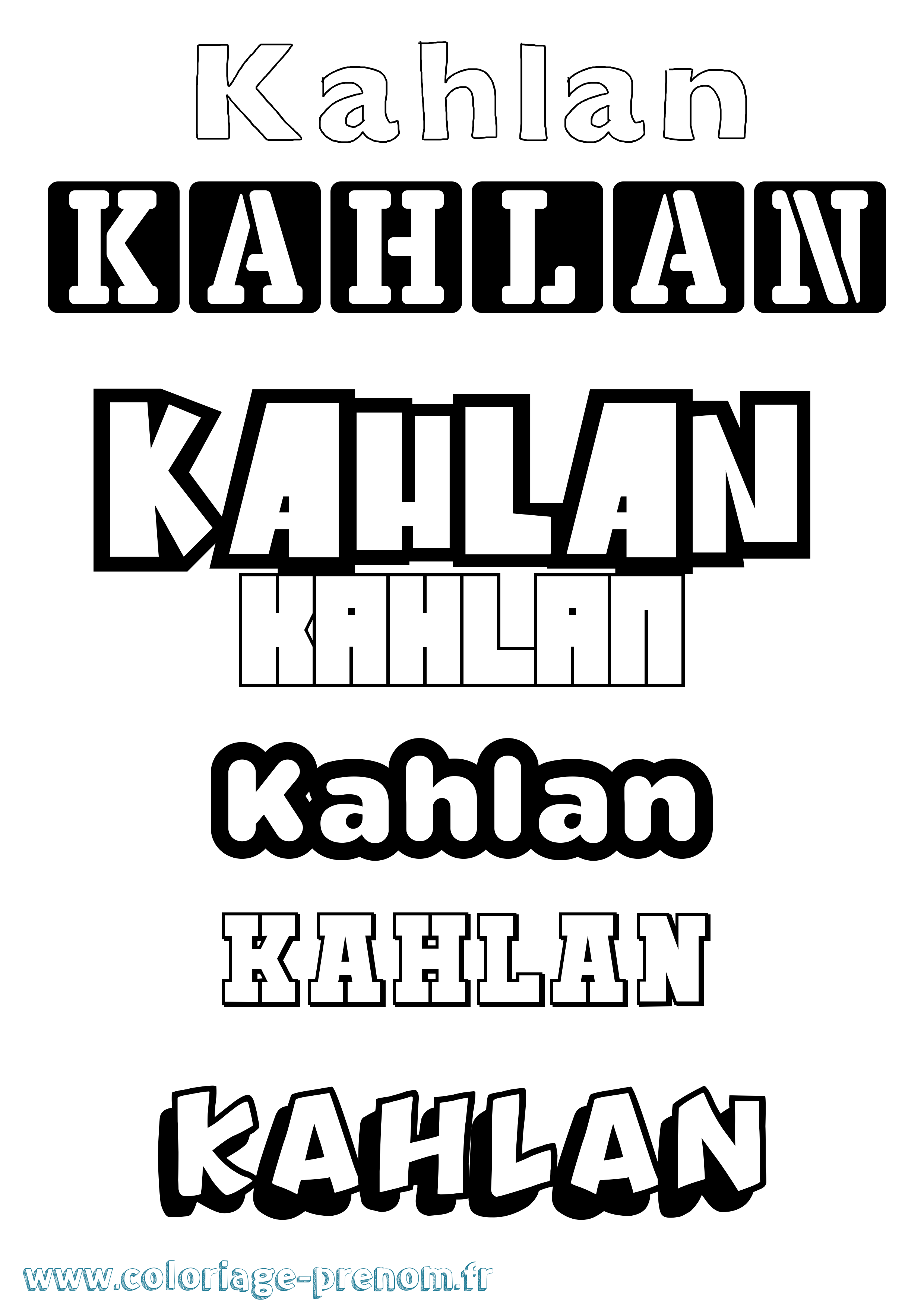 Coloriage prénom Kahlan Simple