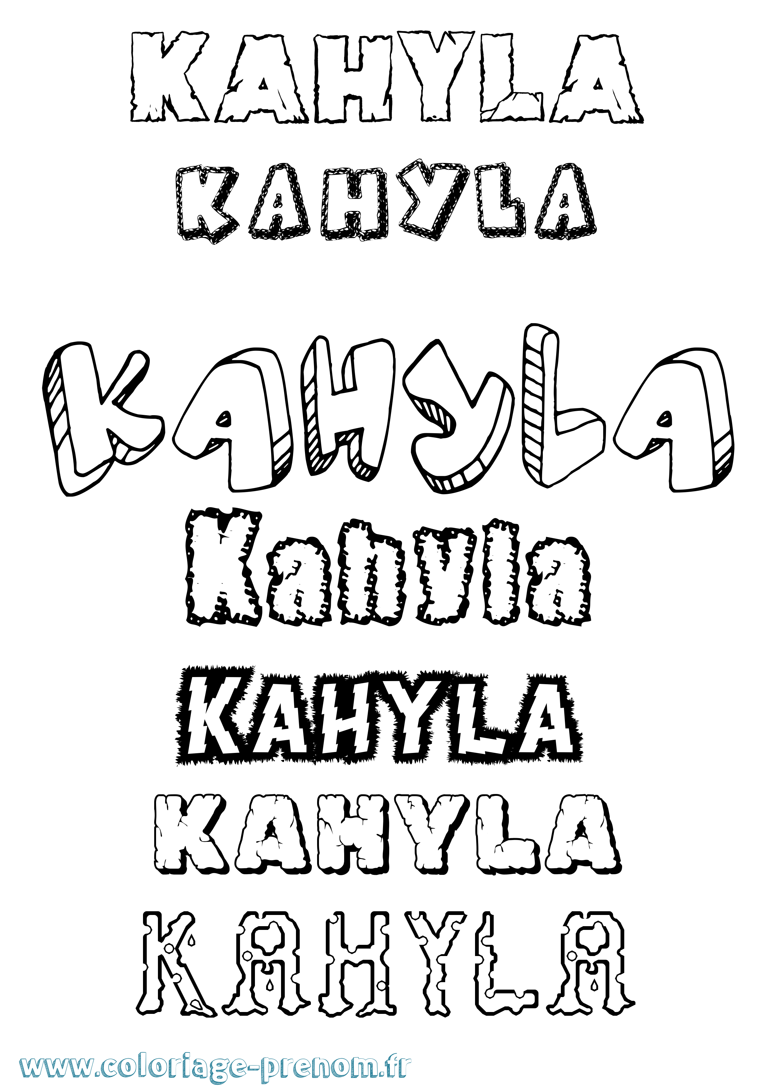 Coloriage prénom Kahyla Destructuré