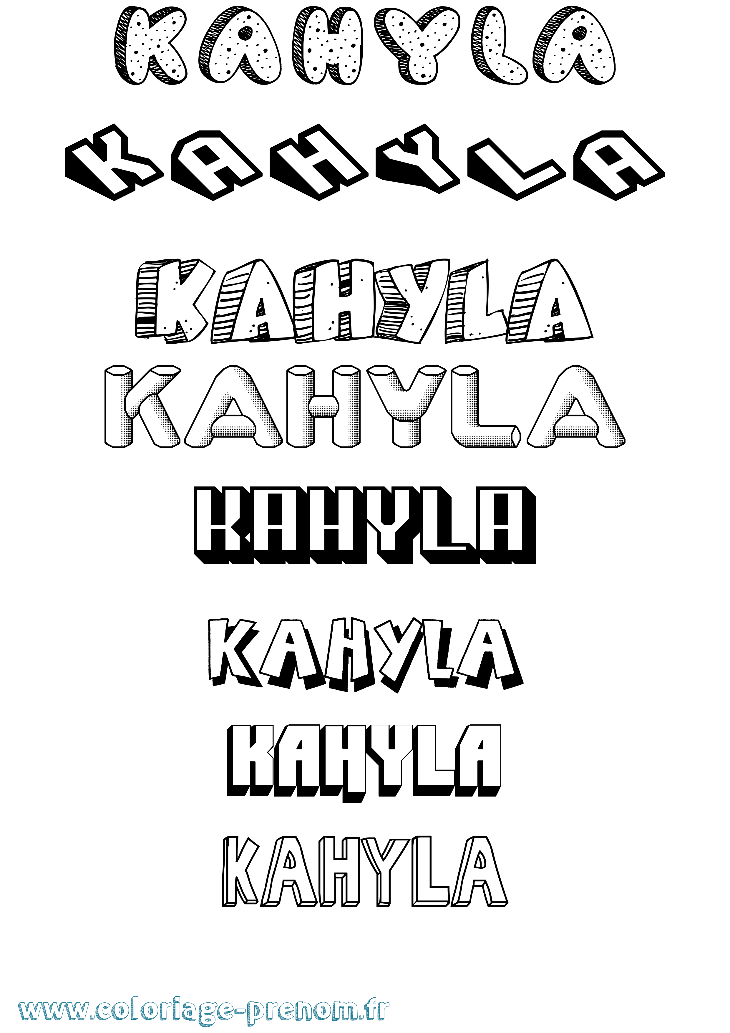 Coloriage prénom Kahyla Effet 3D