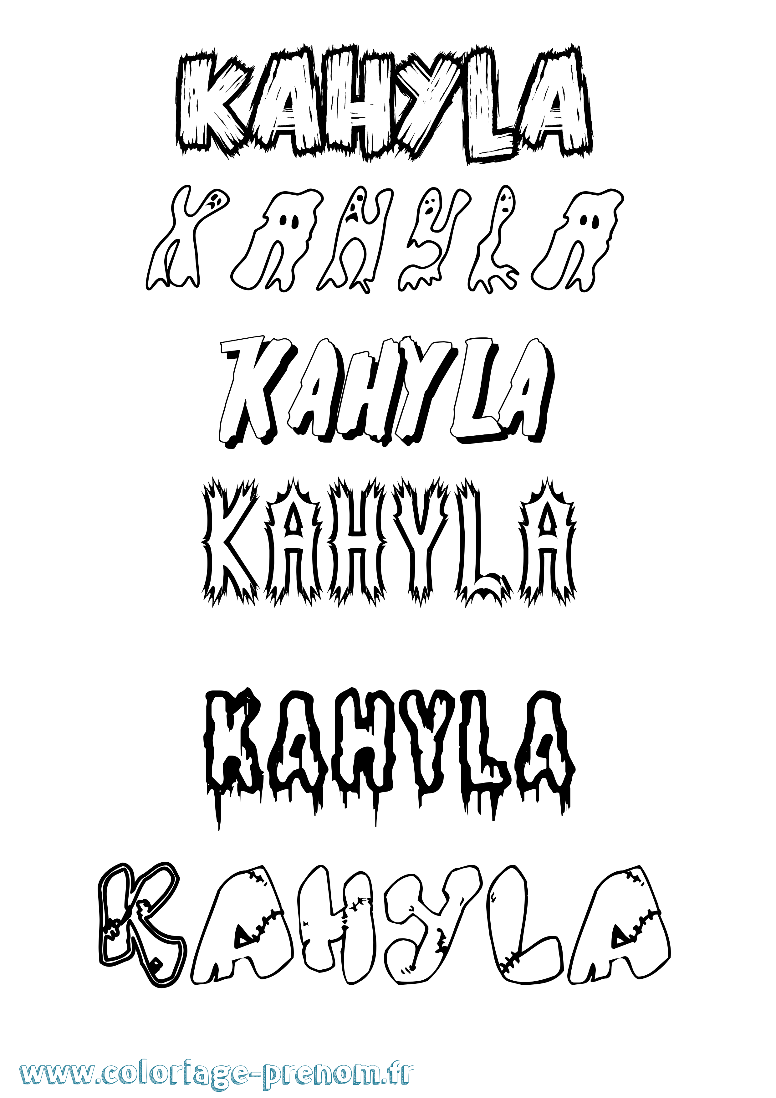 Coloriage prénom Kahyla Frisson