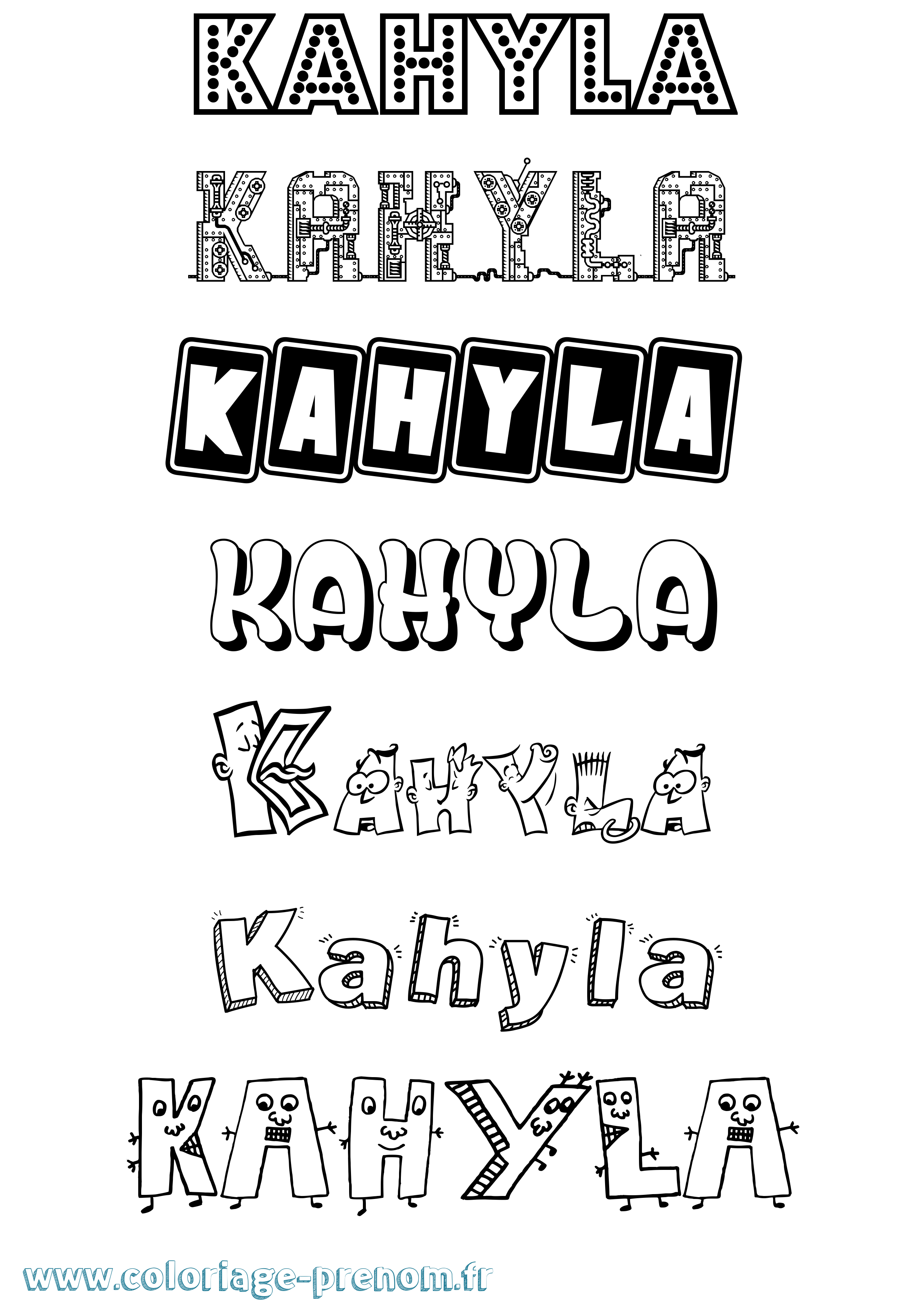 Coloriage prénom Kahyla Fun