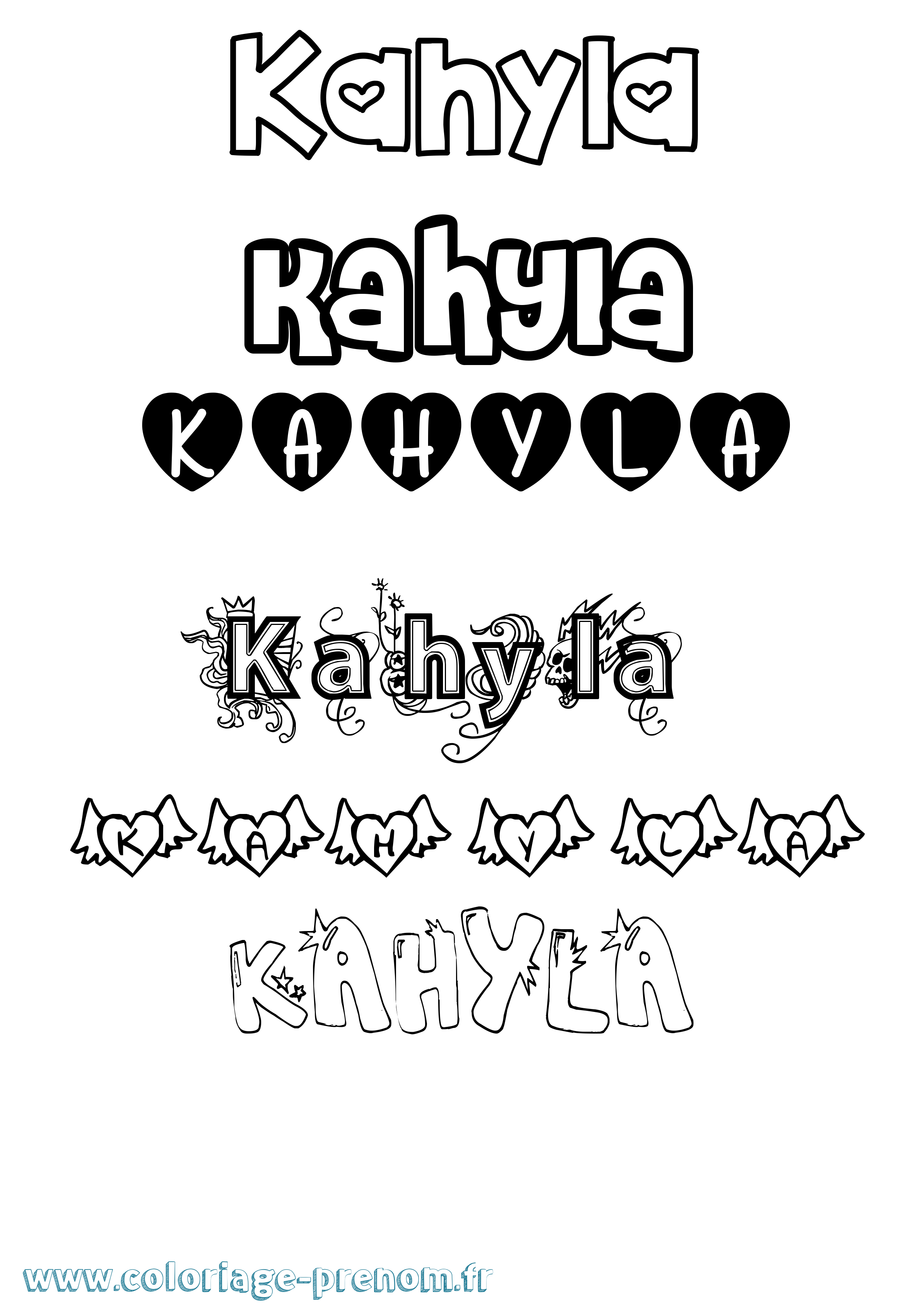 Coloriage prénom Kahyla Girly