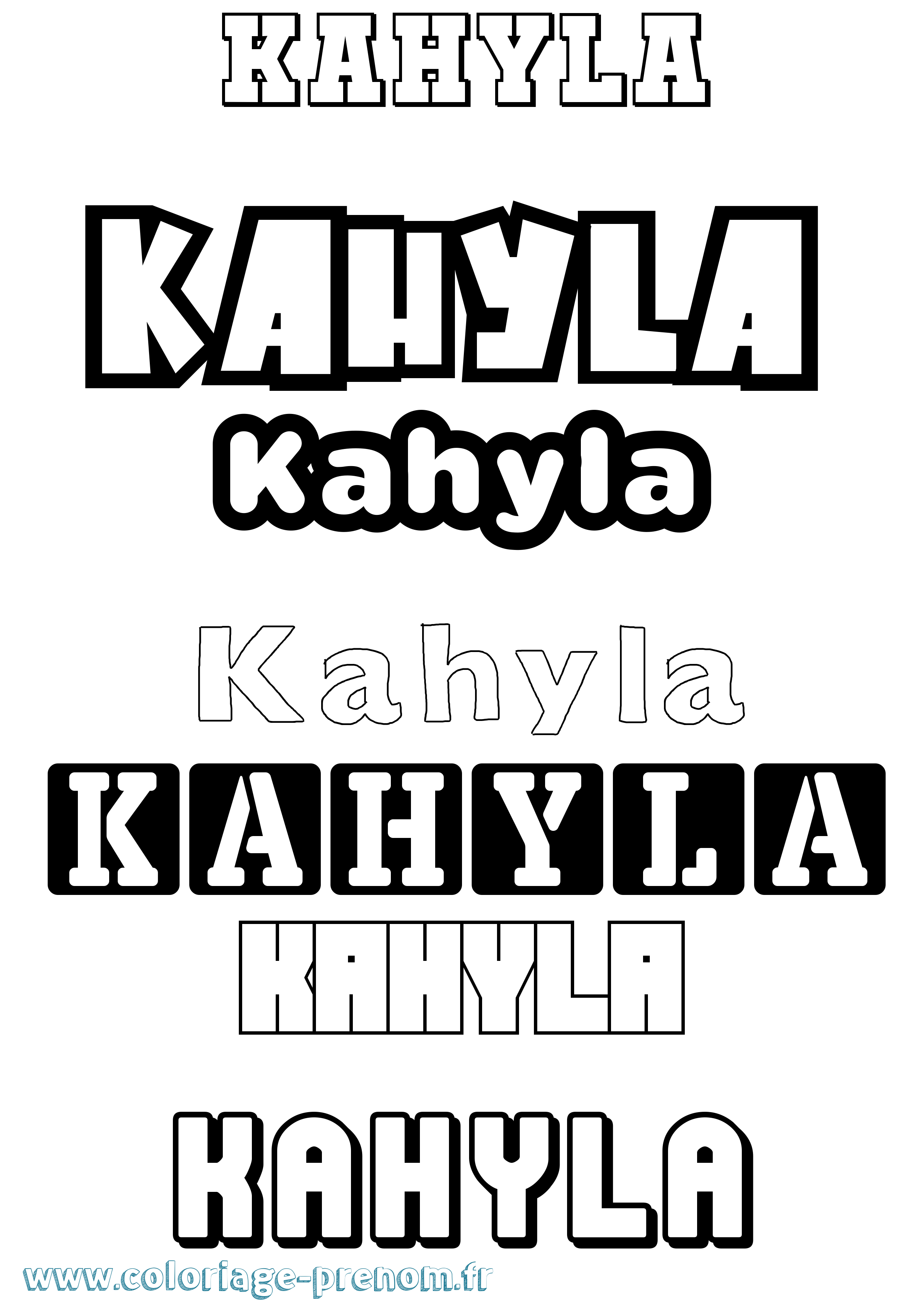 Coloriage prénom Kahyla Simple