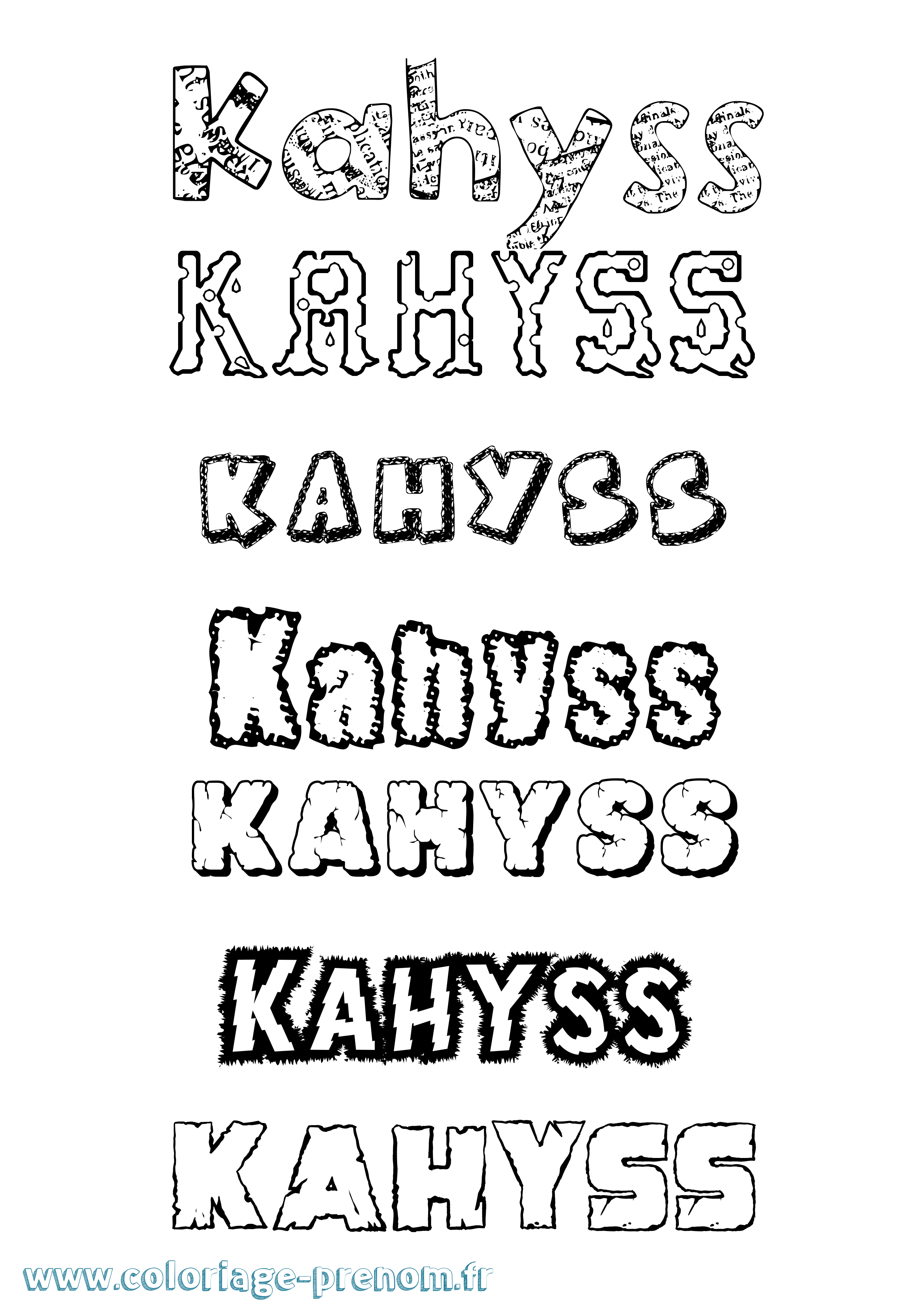 Coloriage prénom Kahyss Destructuré