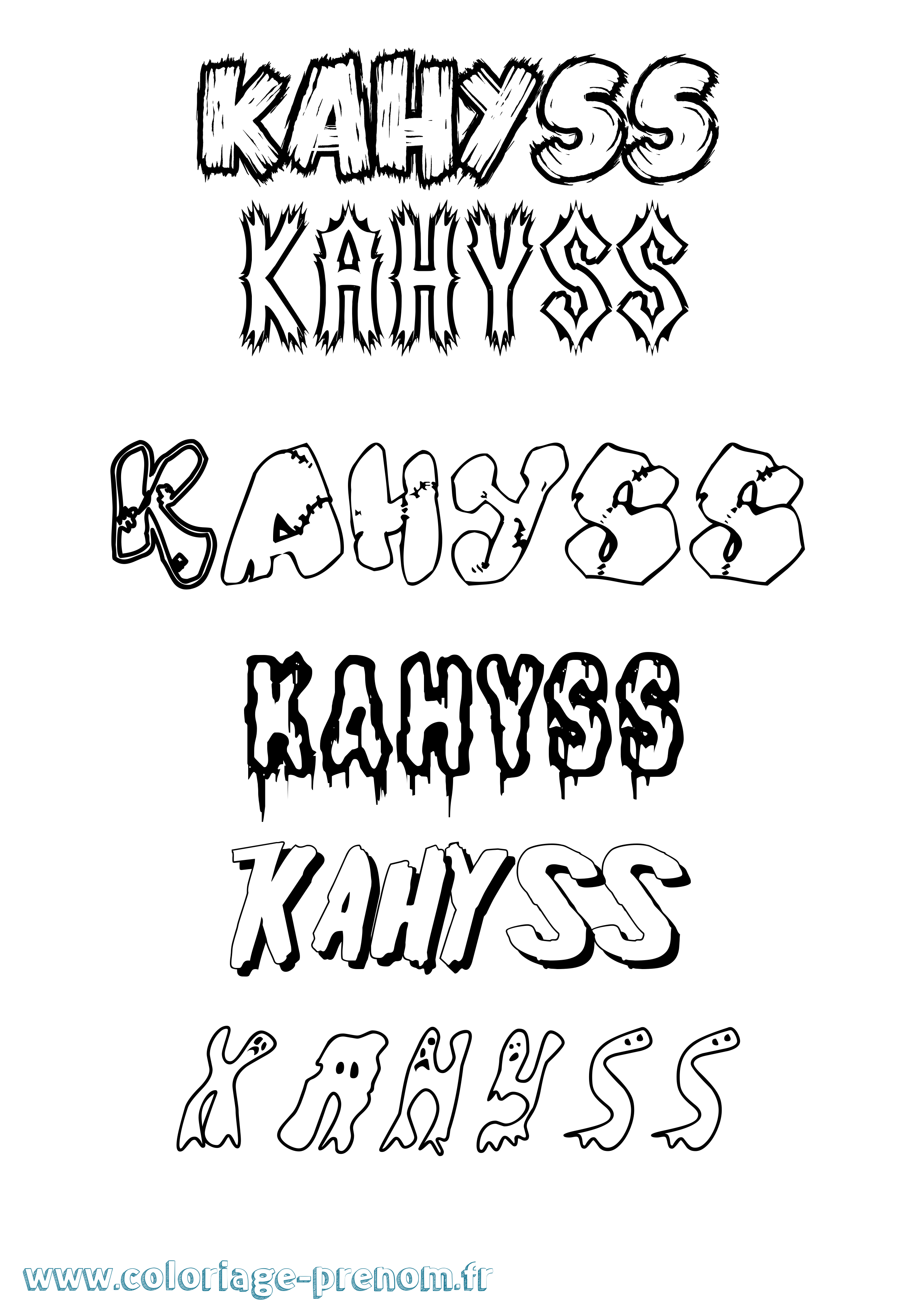 Coloriage prénom Kahyss Frisson