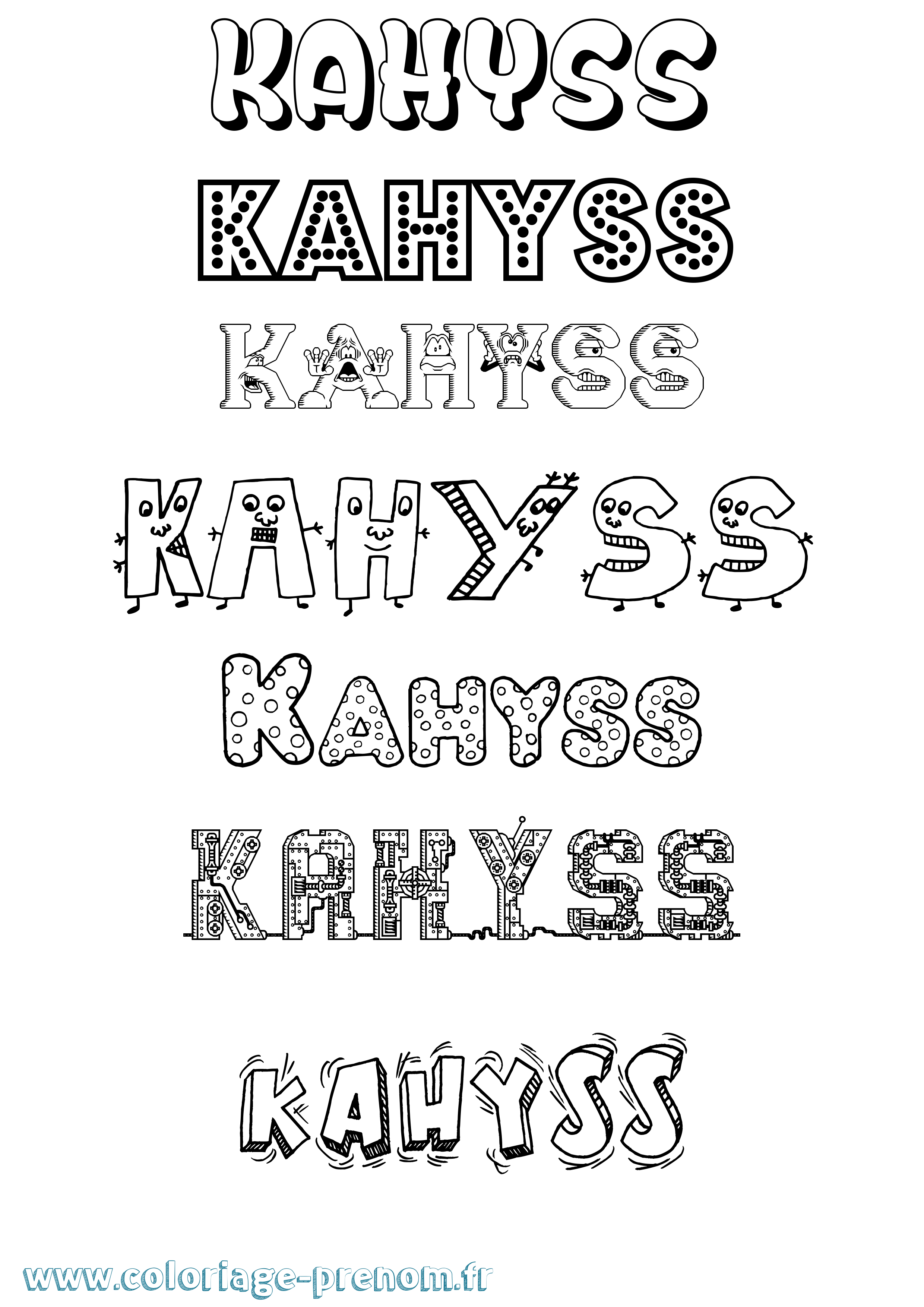 Coloriage prénom Kahyss Fun