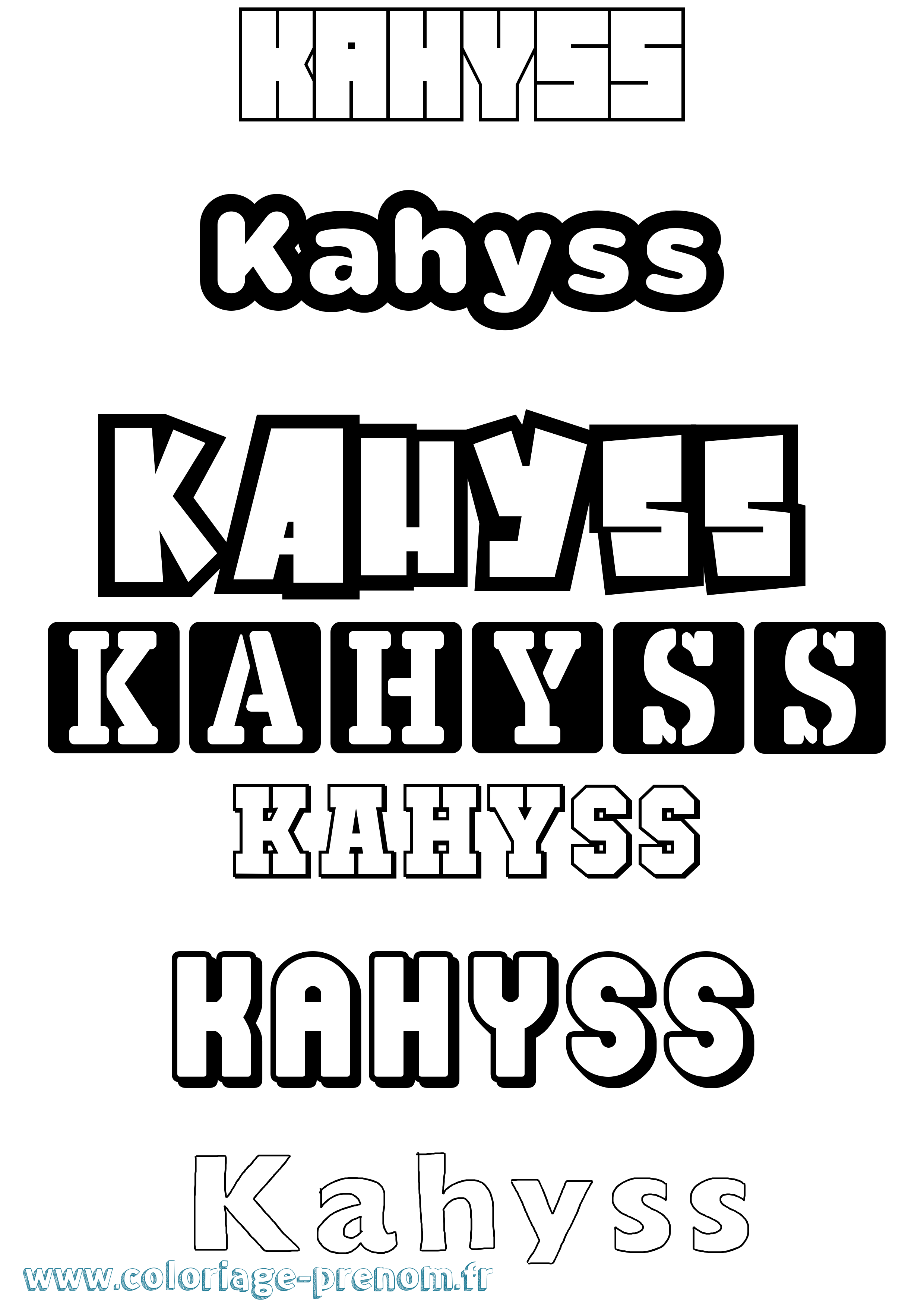 Coloriage prénom Kahyss Simple