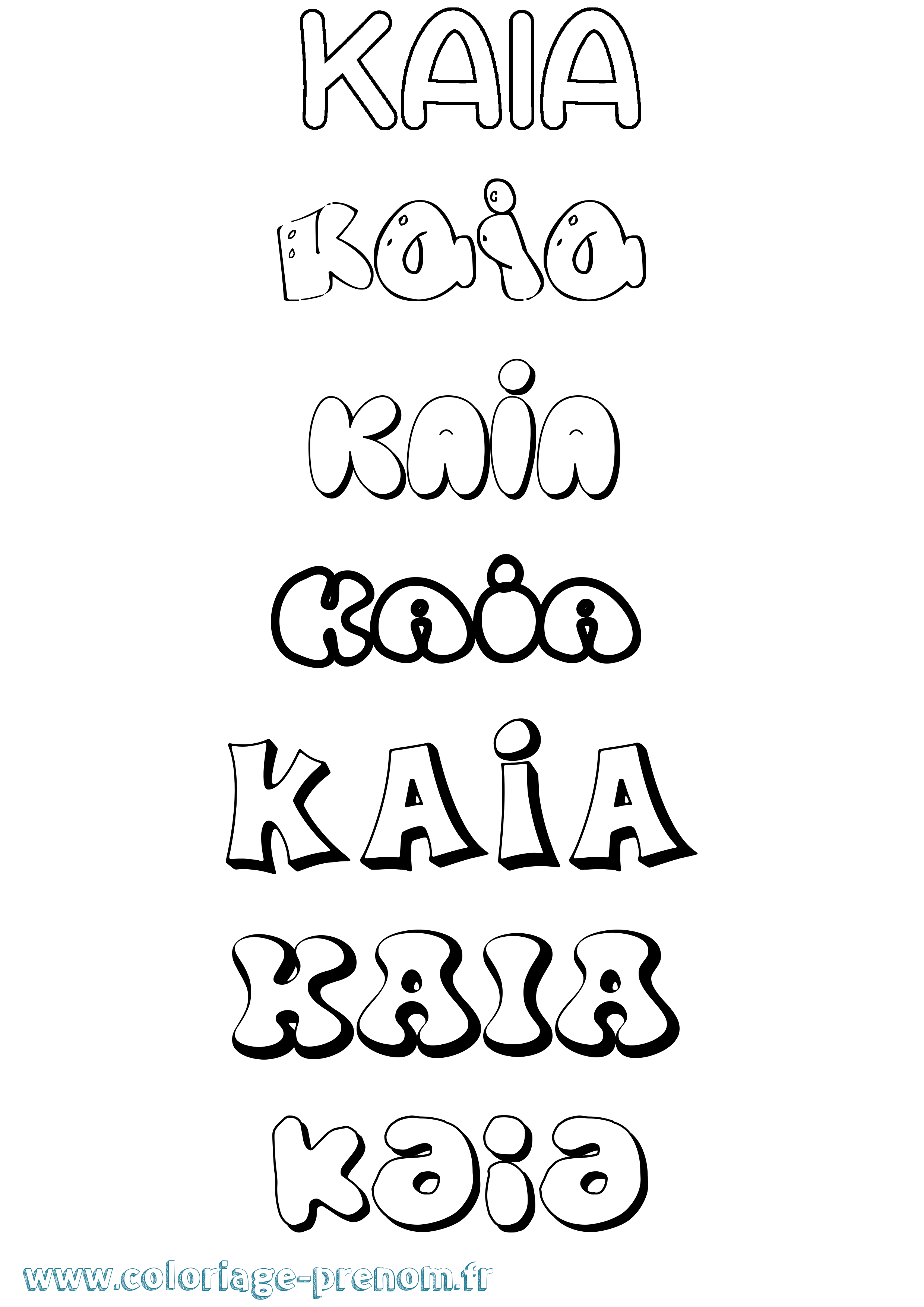 Coloriage prénom Kaia Bubble