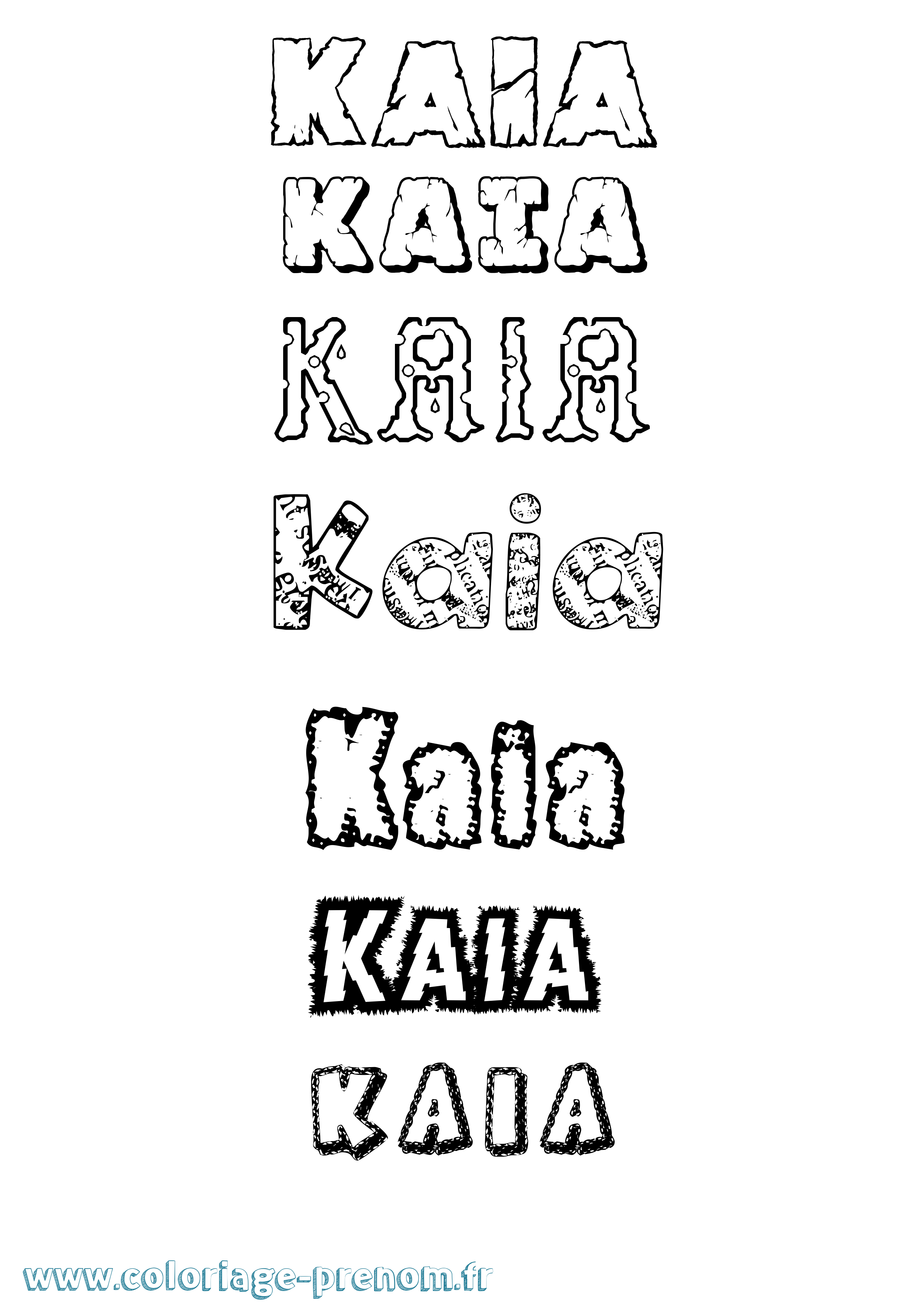 Coloriage prénom Kaia Destructuré