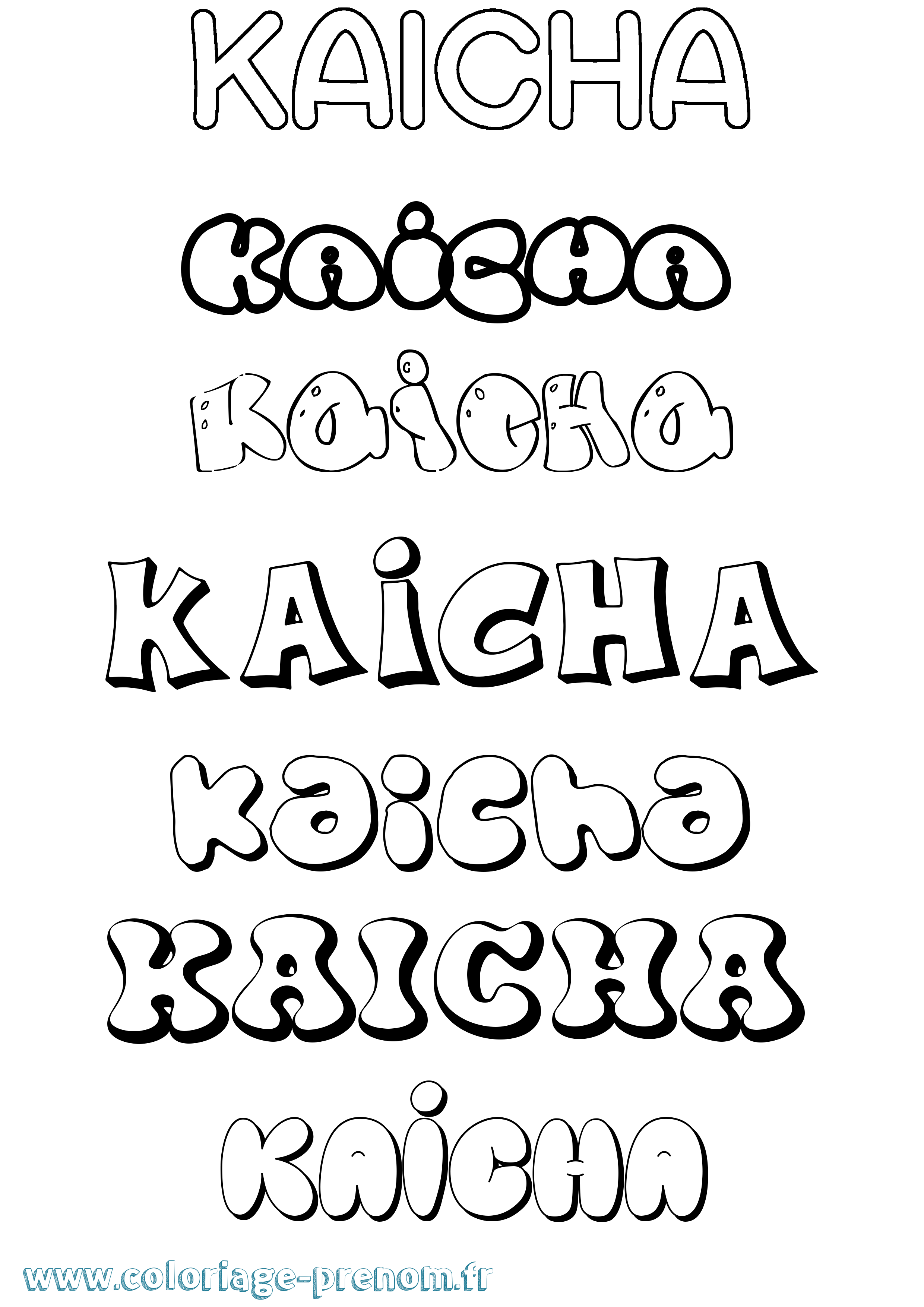 Coloriage prénom Kaicha Bubble