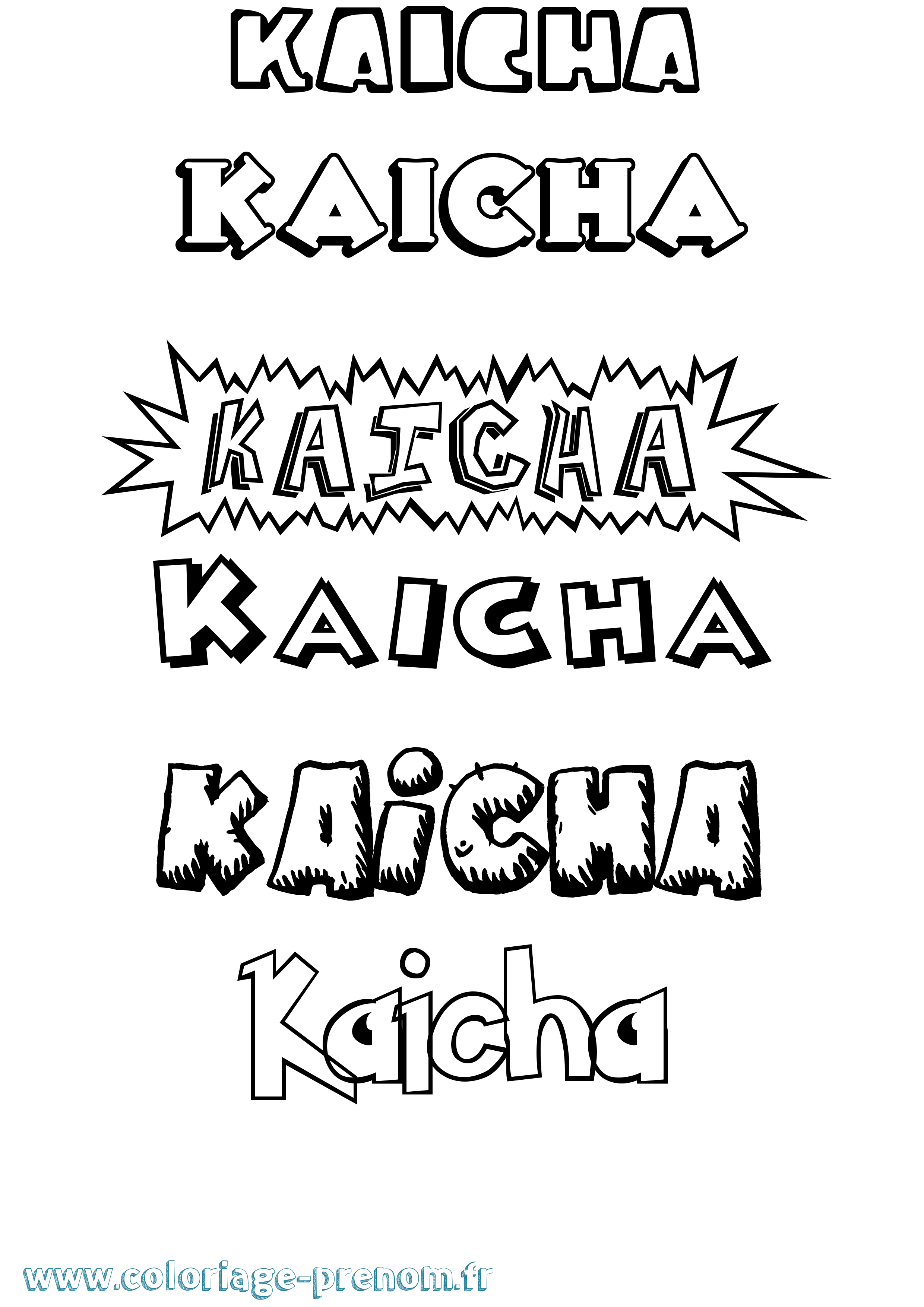 Coloriage prénom Kaicha Dessin Animé