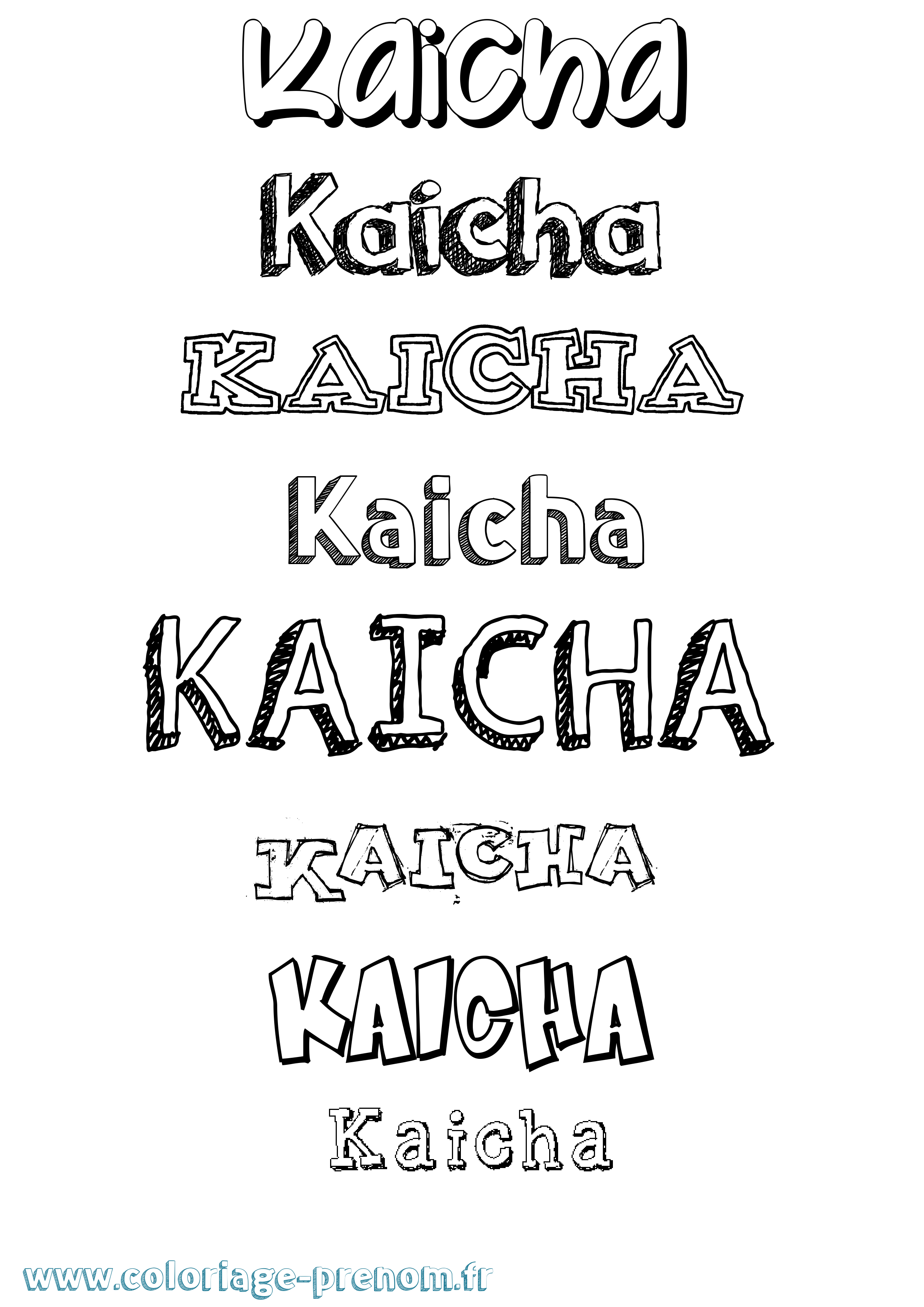 Coloriage prénom Kaicha Dessiné
