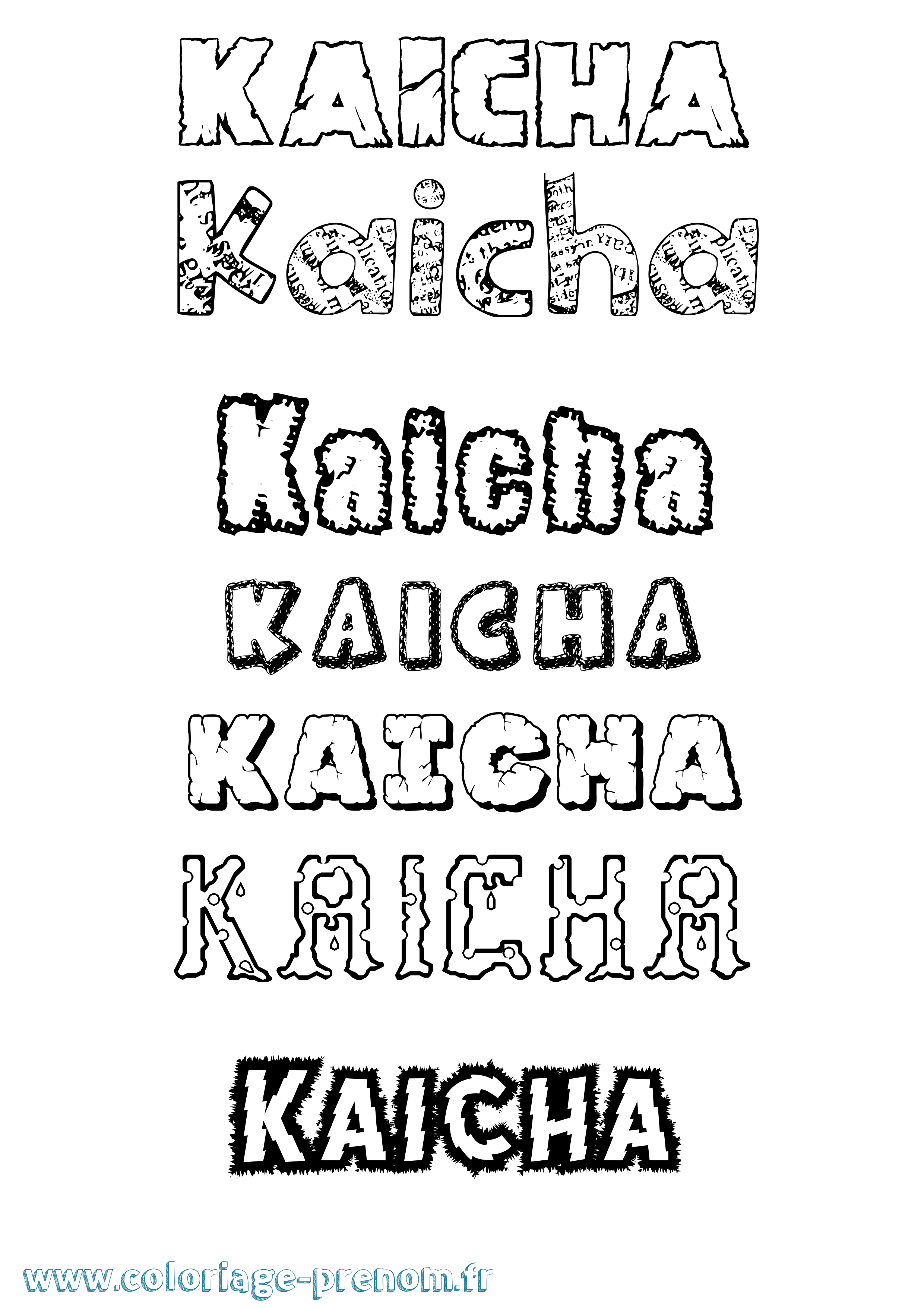 Coloriage Kaicha Destructuré Coloriage prénom Kaicha Destructuré