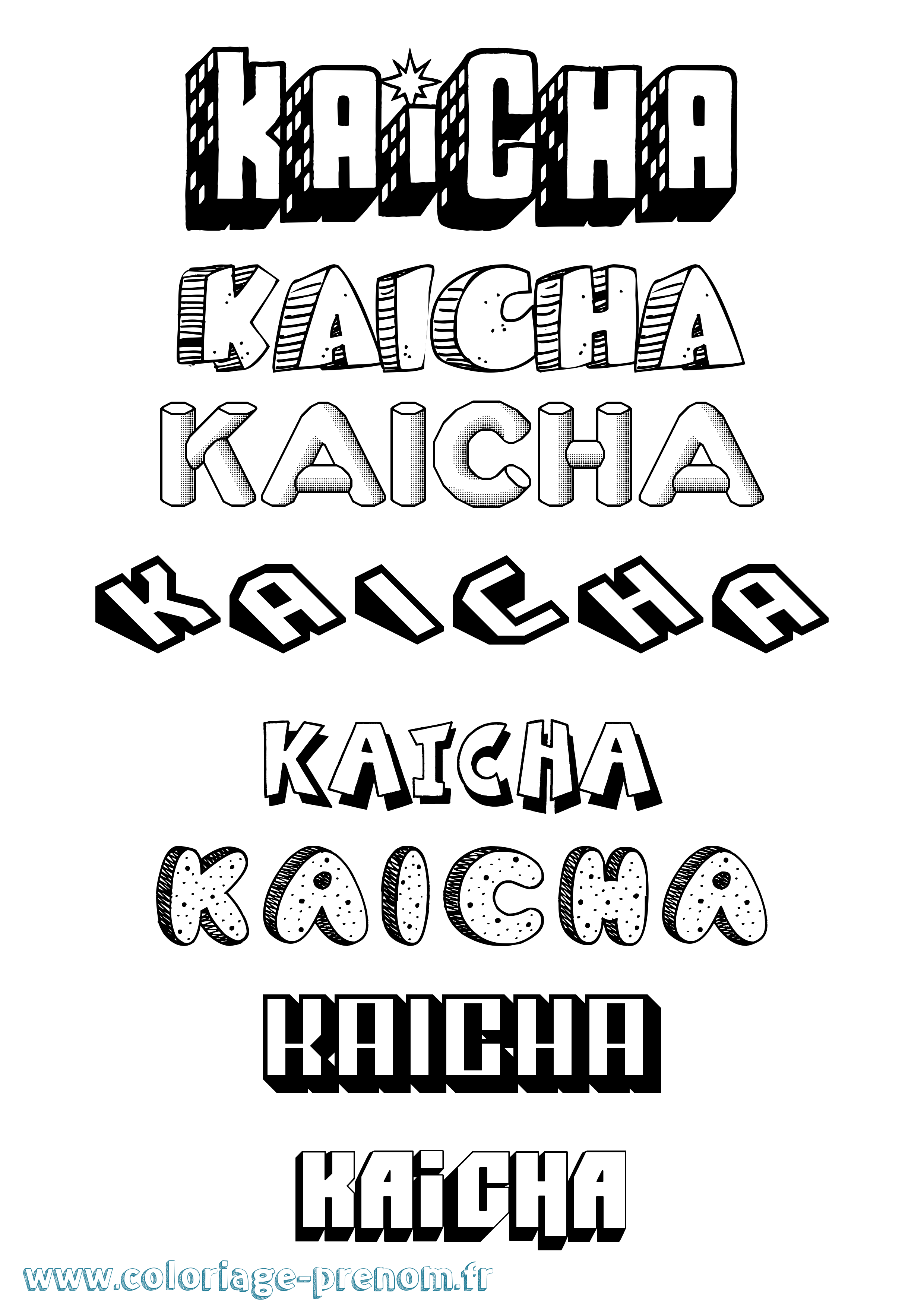 Coloriage prénom Kaicha Effet 3D