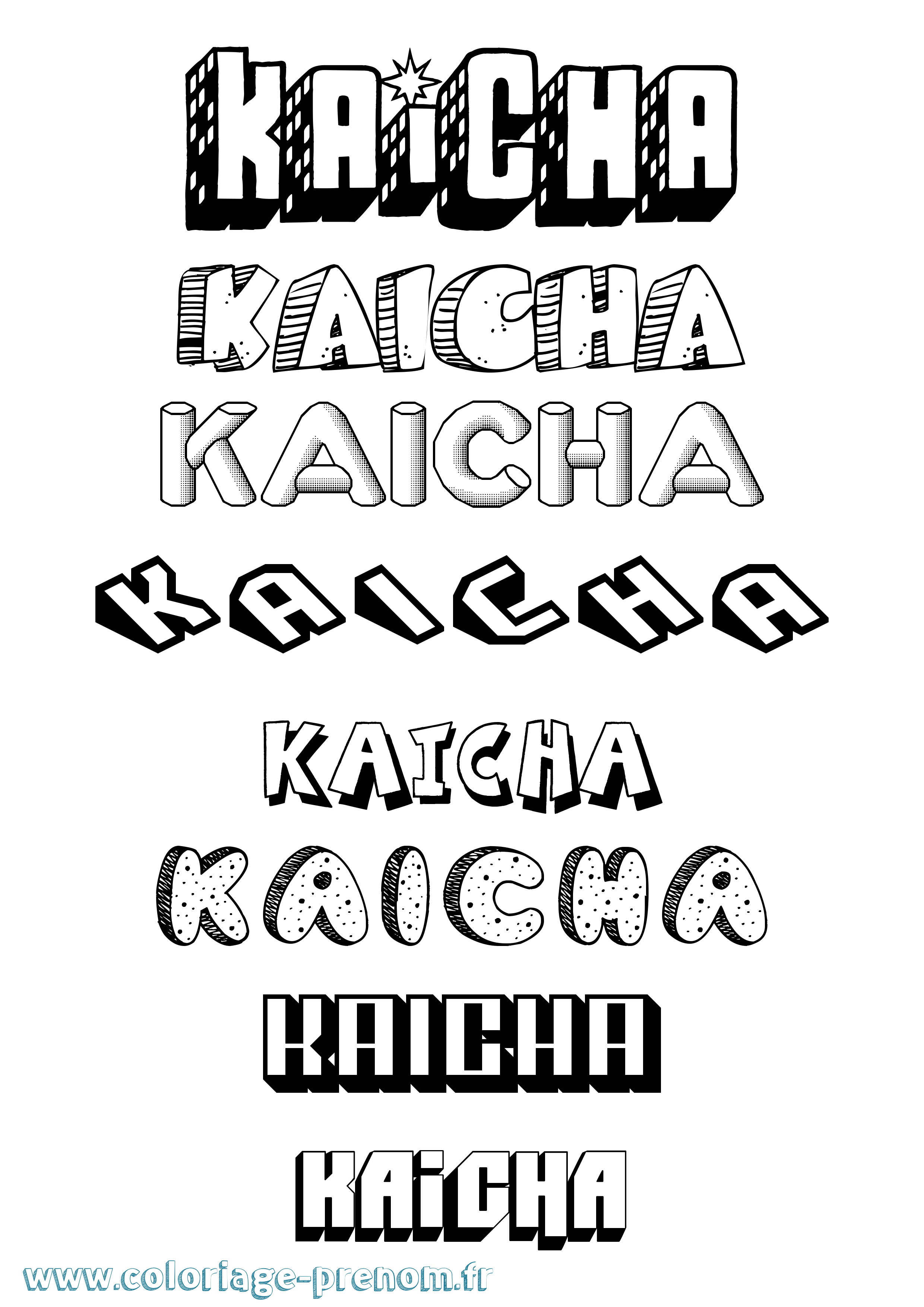 Coloriage Kaicha Effet 3D Coloriage prénom Kaicha Effet 3D