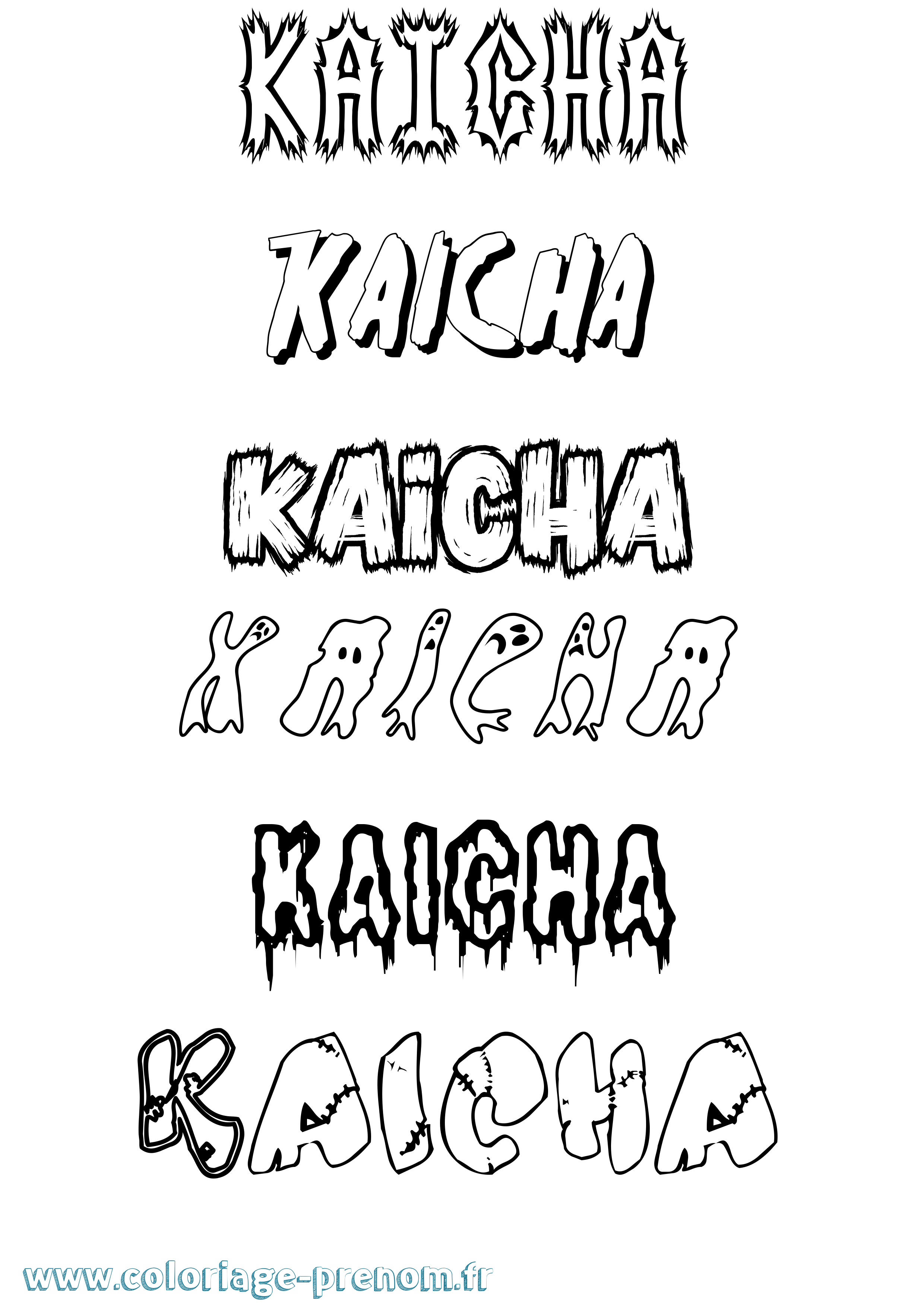 Coloriage prénom Kaicha Frisson