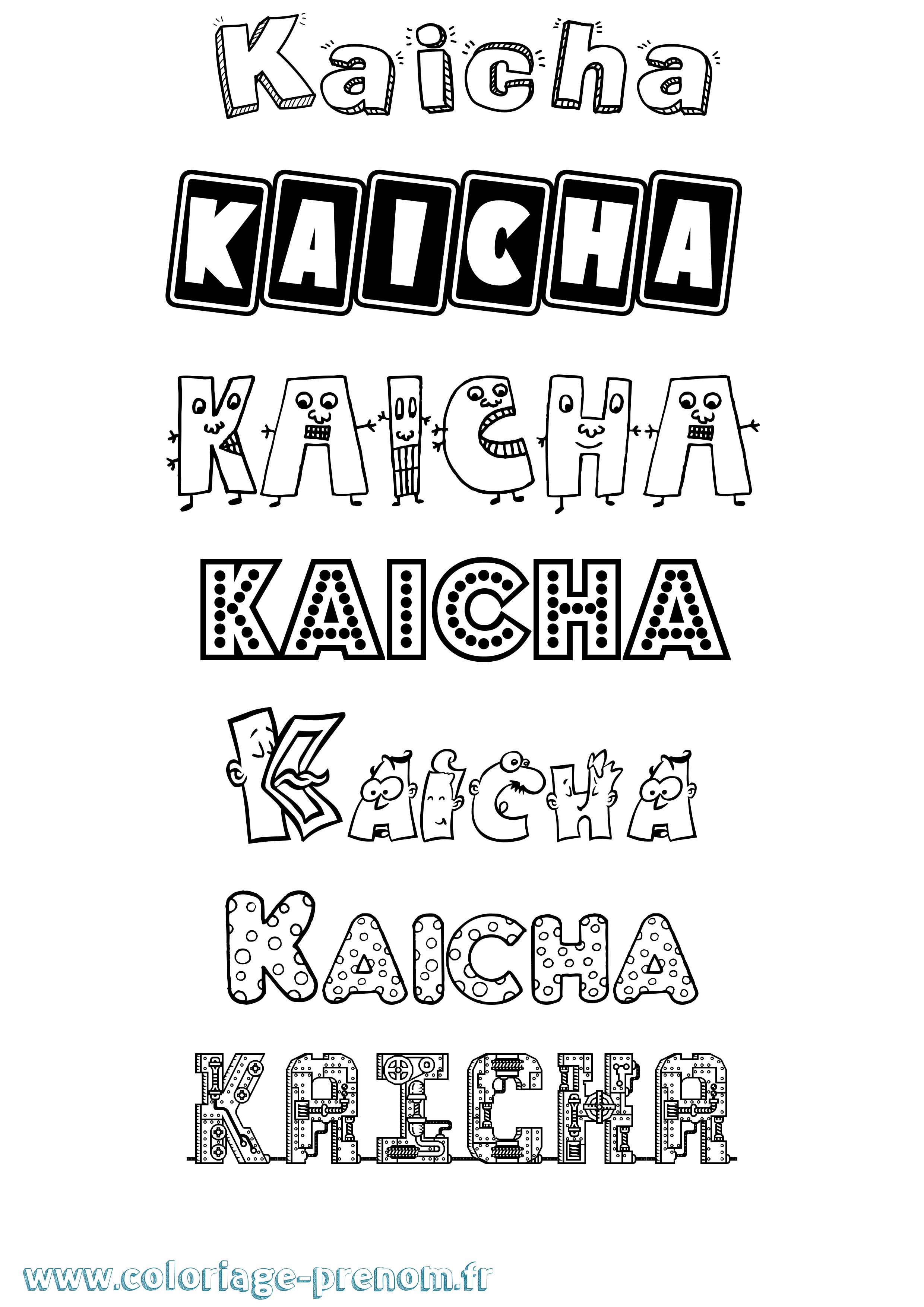 Coloriage Kaicha Fun Coloriage prénom Kaicha Fun