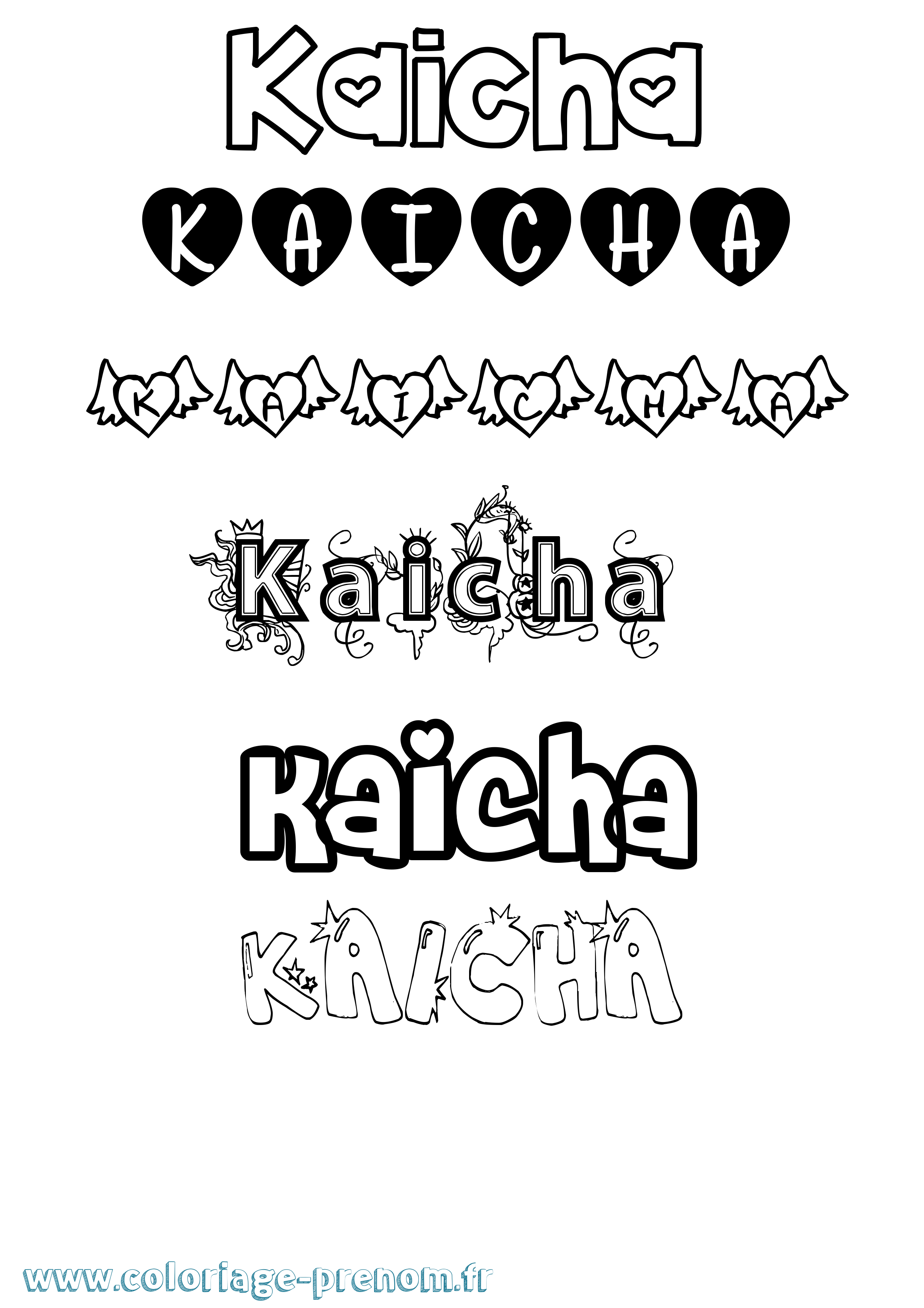 Coloriage prénom Kaicha Girly
