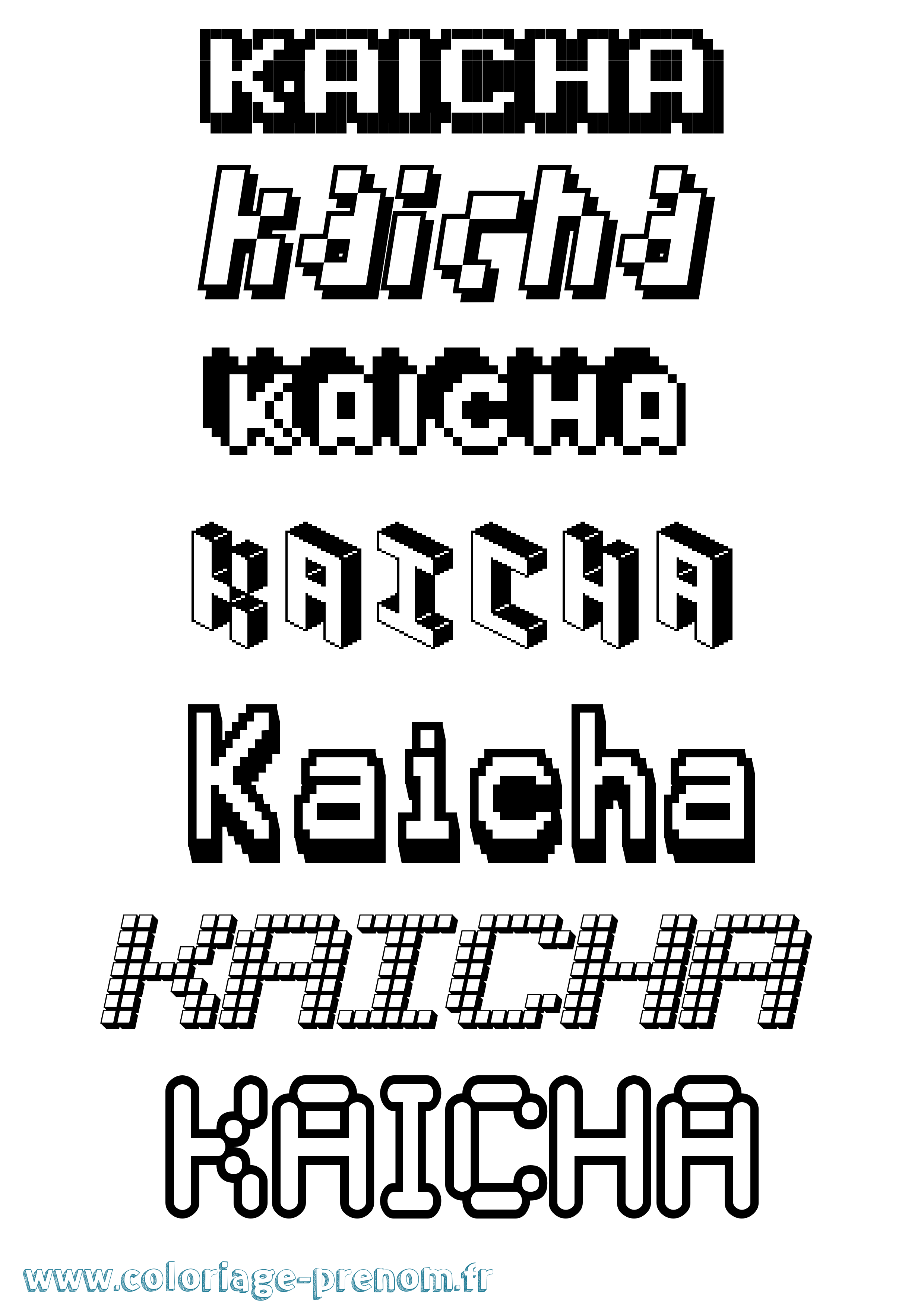 Coloriage Kaicha Pixel Coloriage prénom Kaicha Pixel
