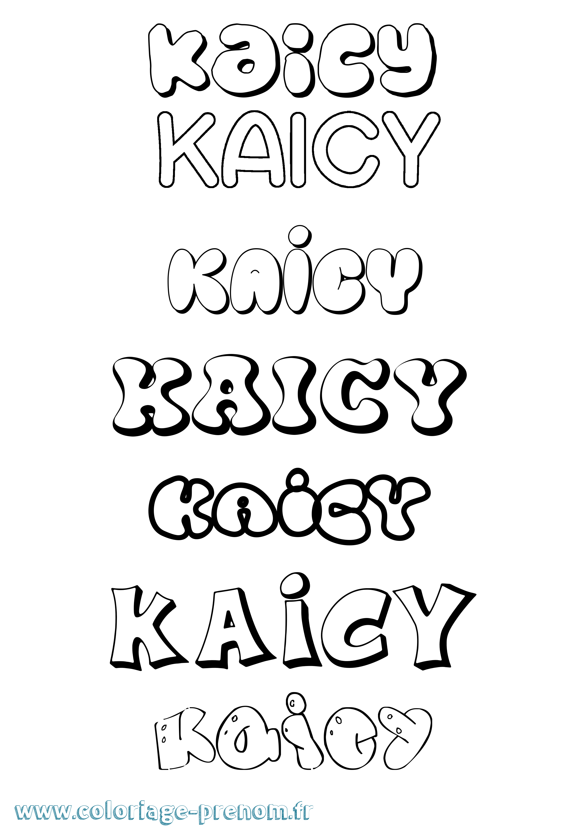 Coloriage prénom Kaicy Bubble