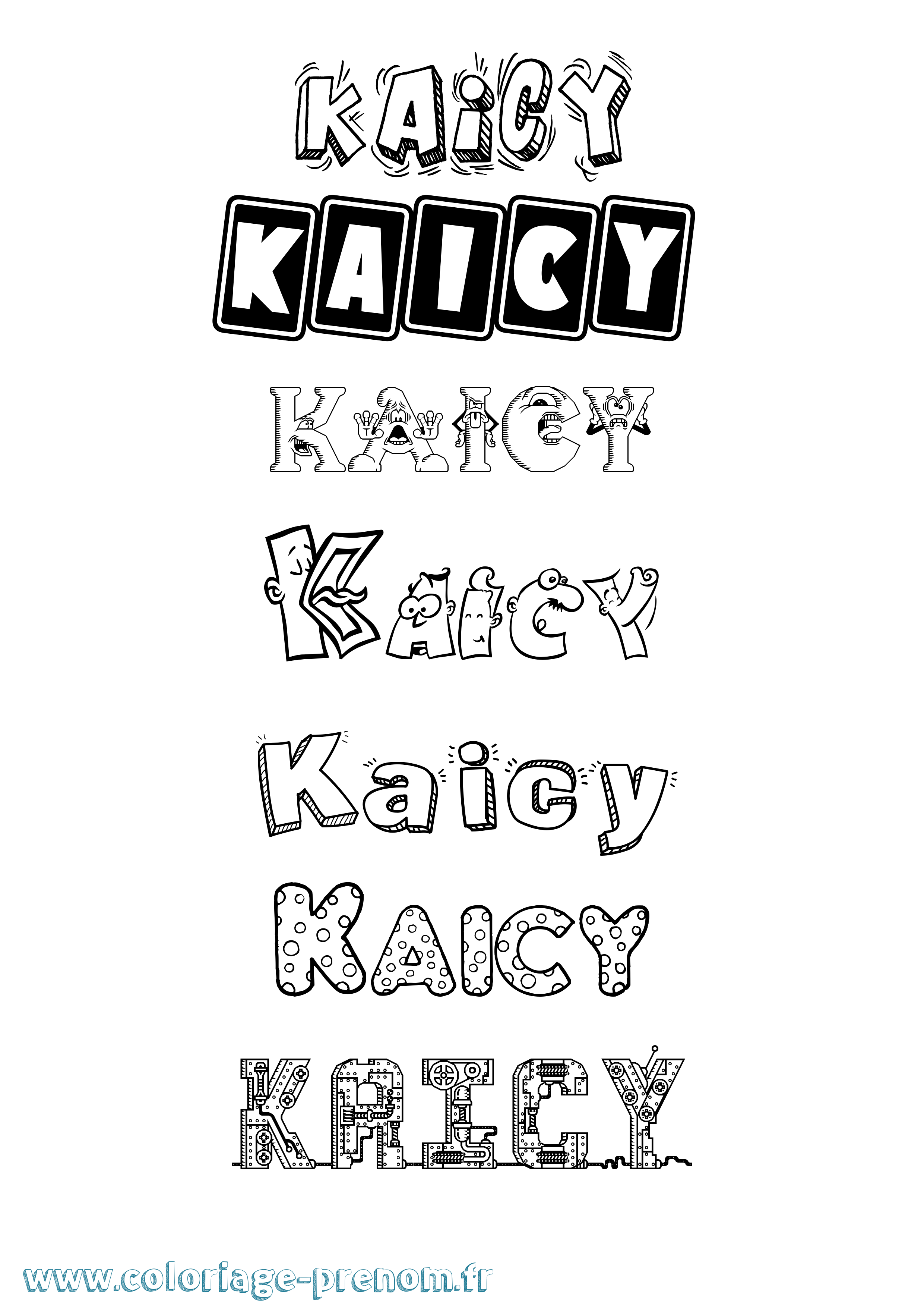 Coloriage prénom Kaicy Fun