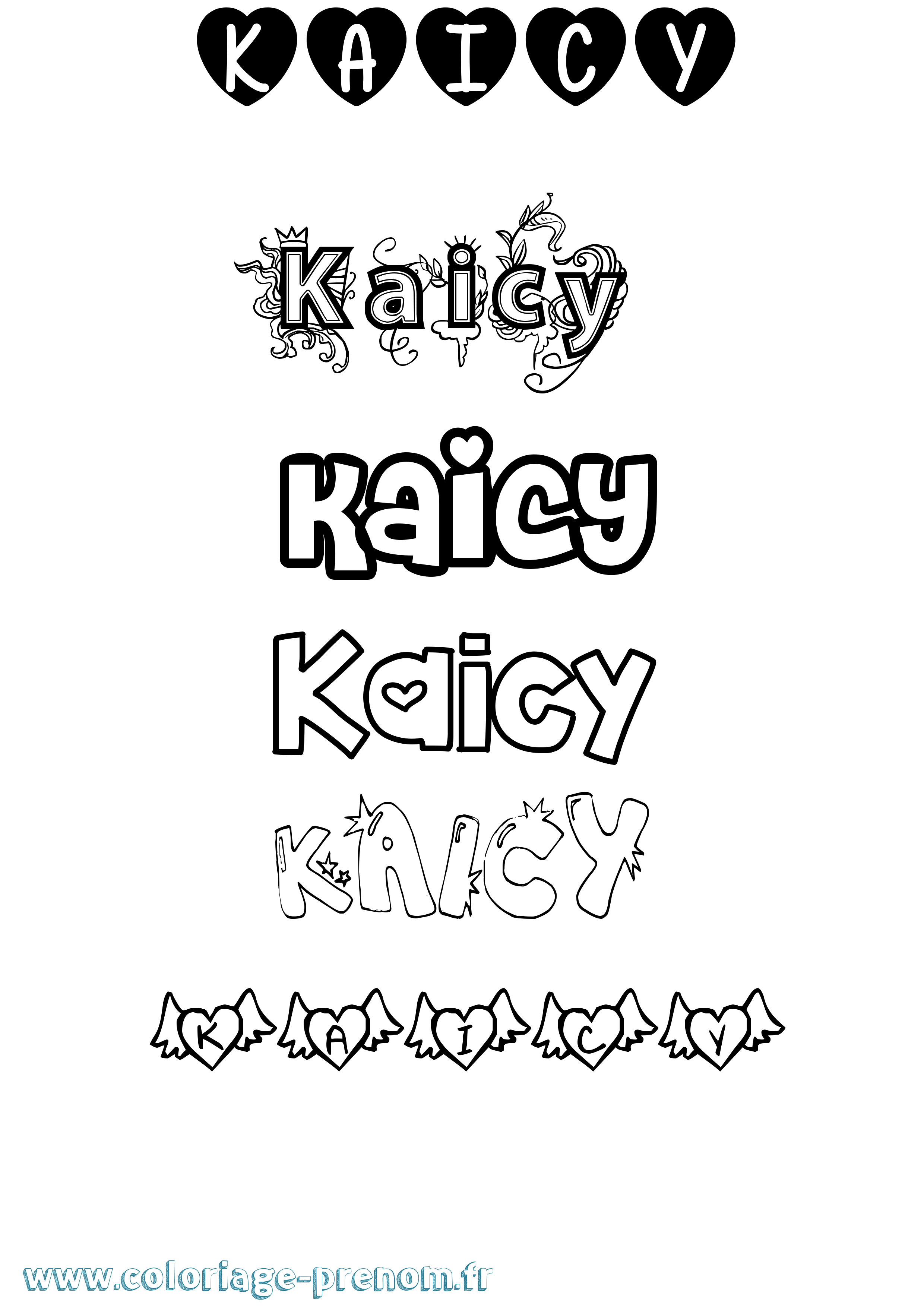 Coloriage prénom Kaicy Girly