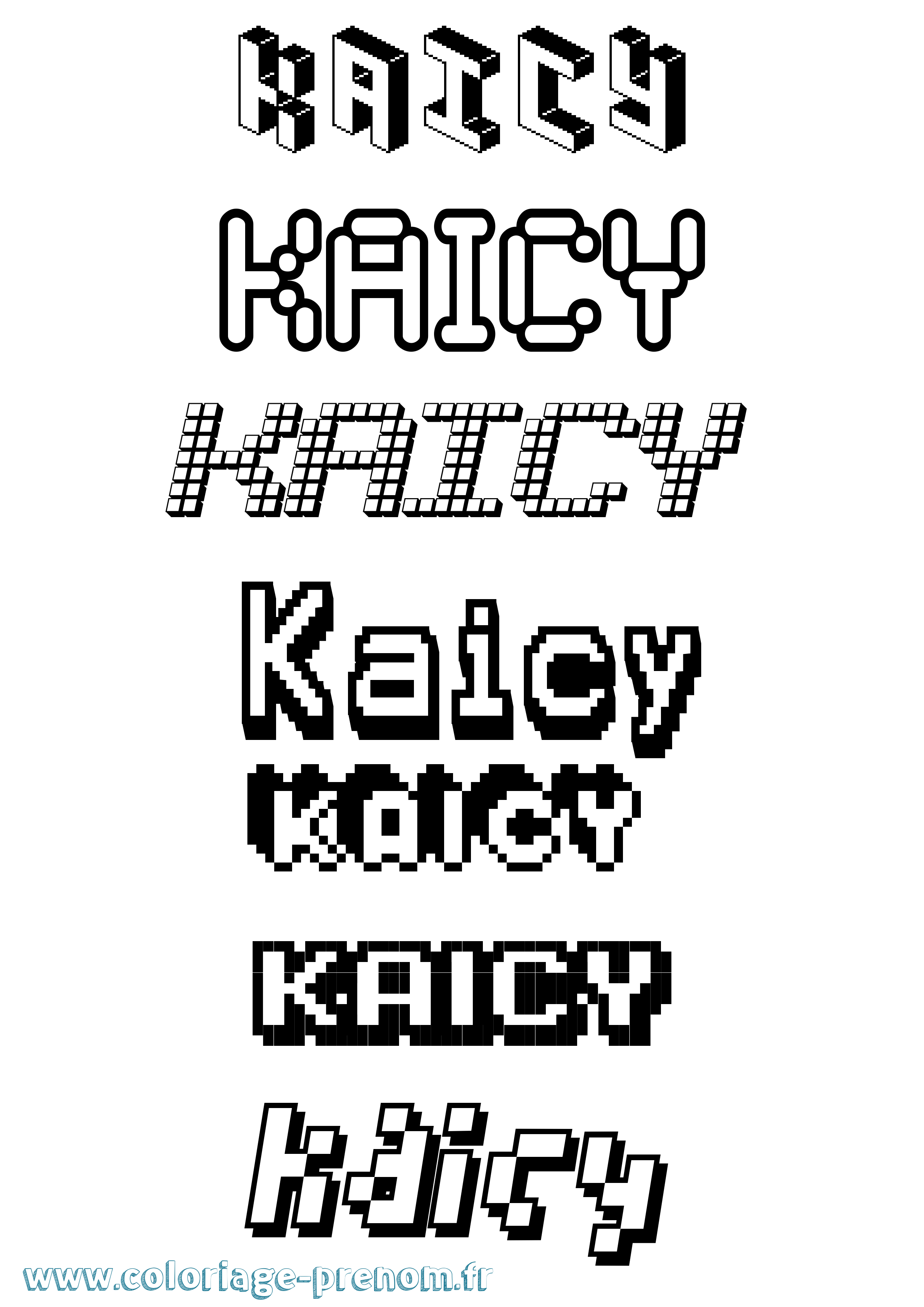 Coloriage prénom Kaicy Pixel