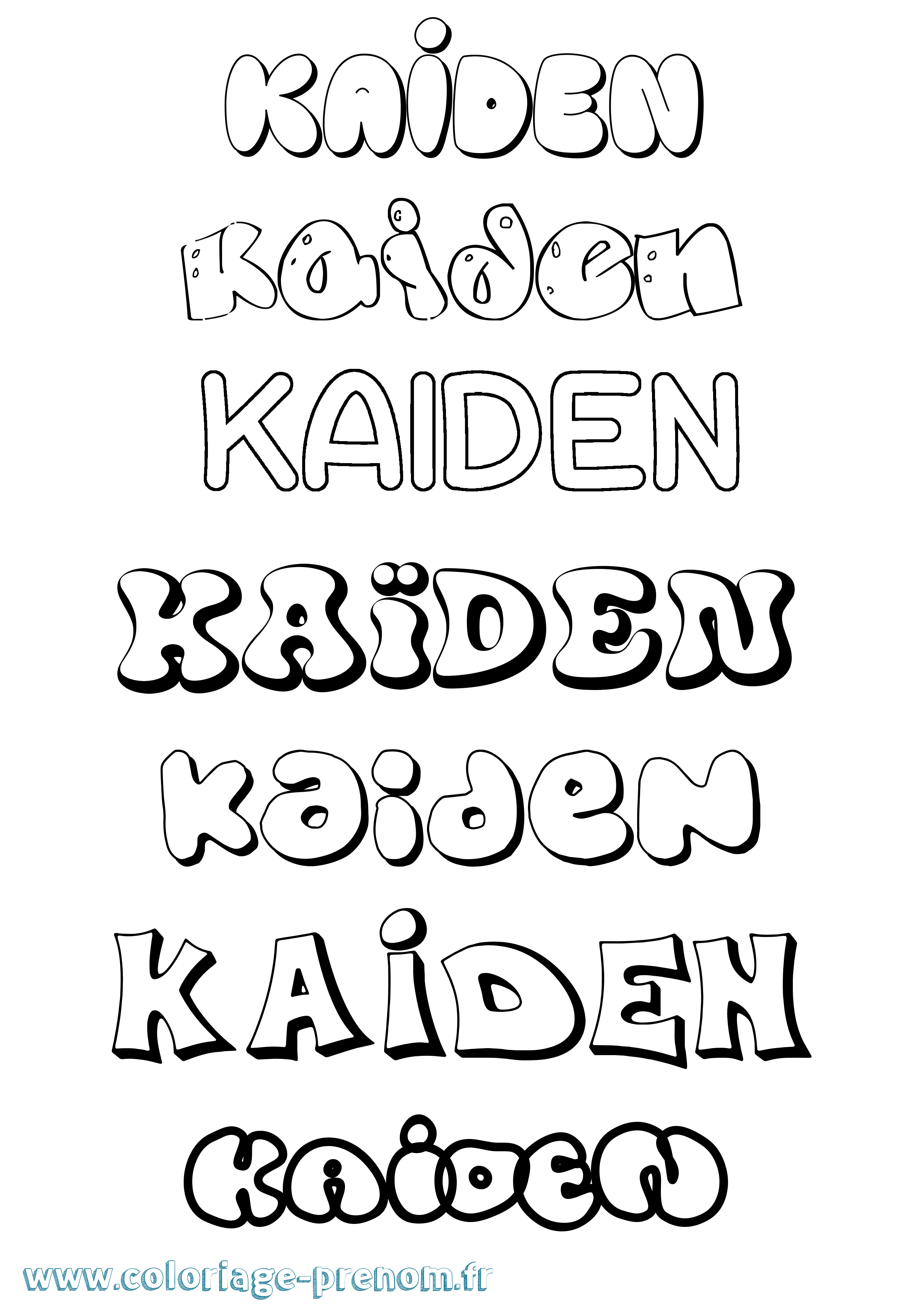 Coloriage Kaïden Bubble Coloriage prénom Kaïden Bubble