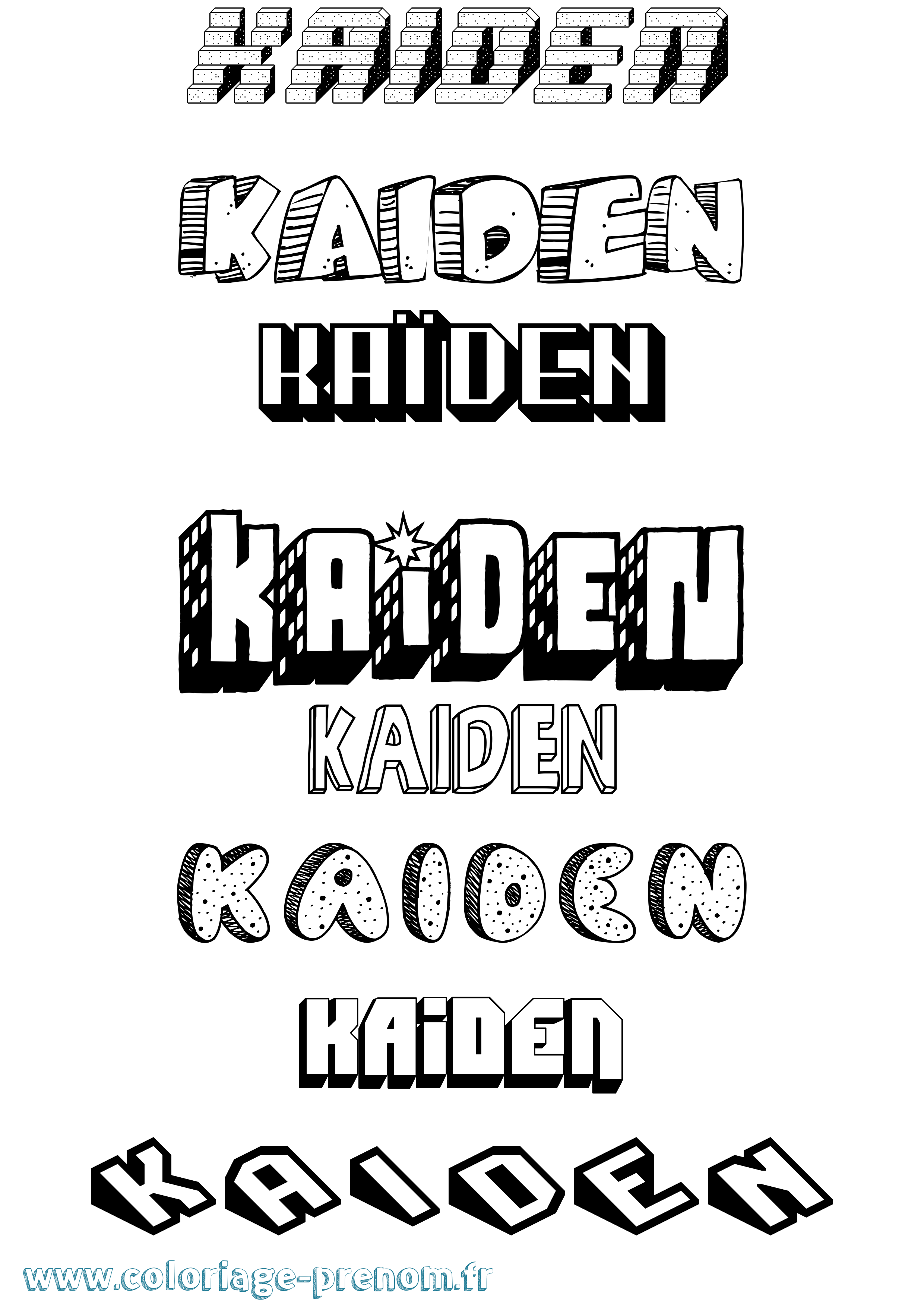 Coloriage Kaïden Effet 3D Coloriage prénom Kaïden Effet 3D
