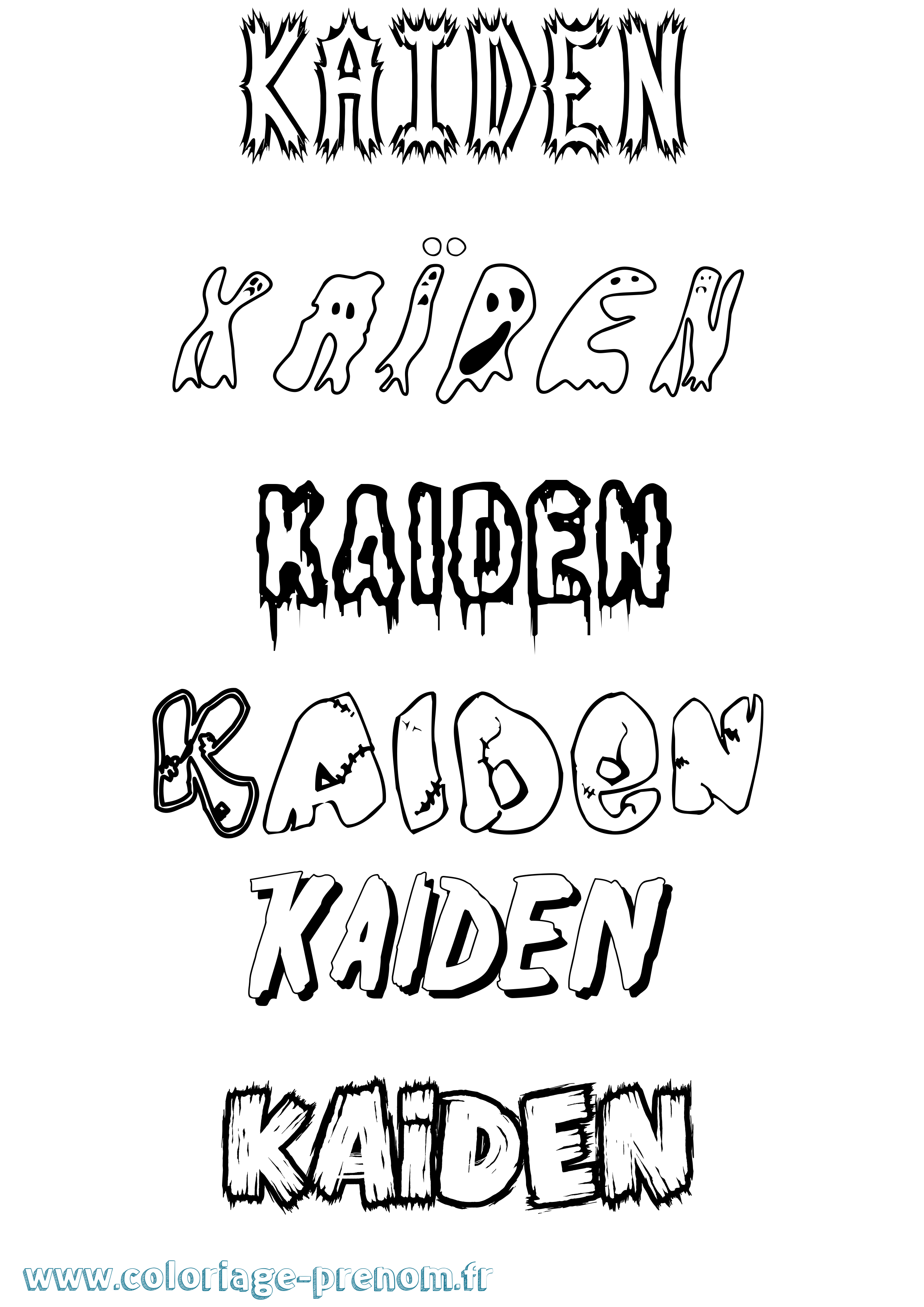 Coloriage Kaïden Frisson Coloriage prénom Kaïden Frisson