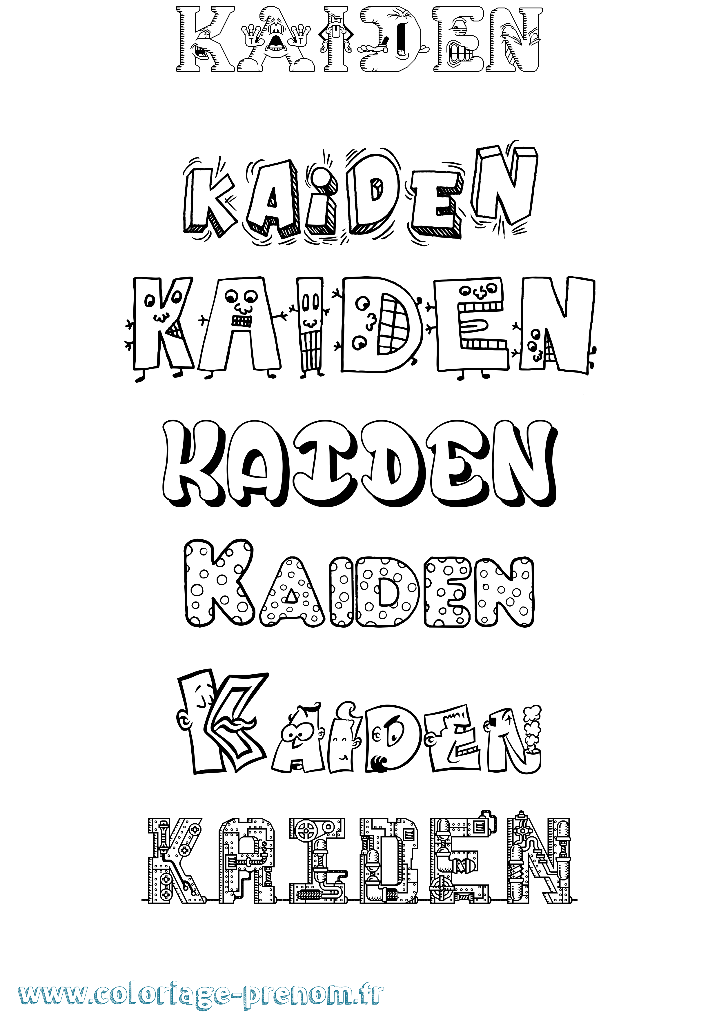 Coloriage prénom Kaïden Fun
