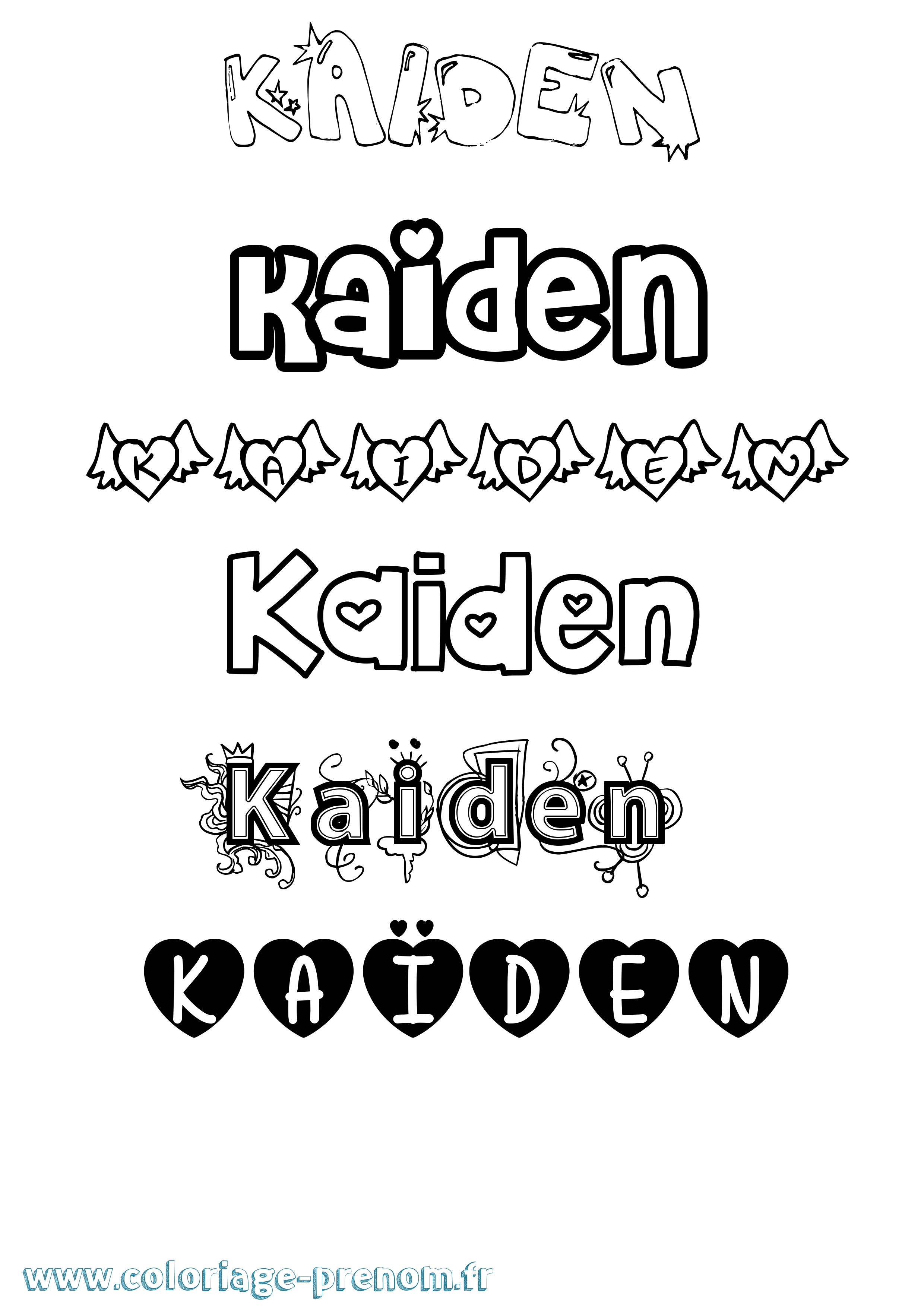 Coloriage Kaïden Girly Coloriage prénom Kaïden Girly