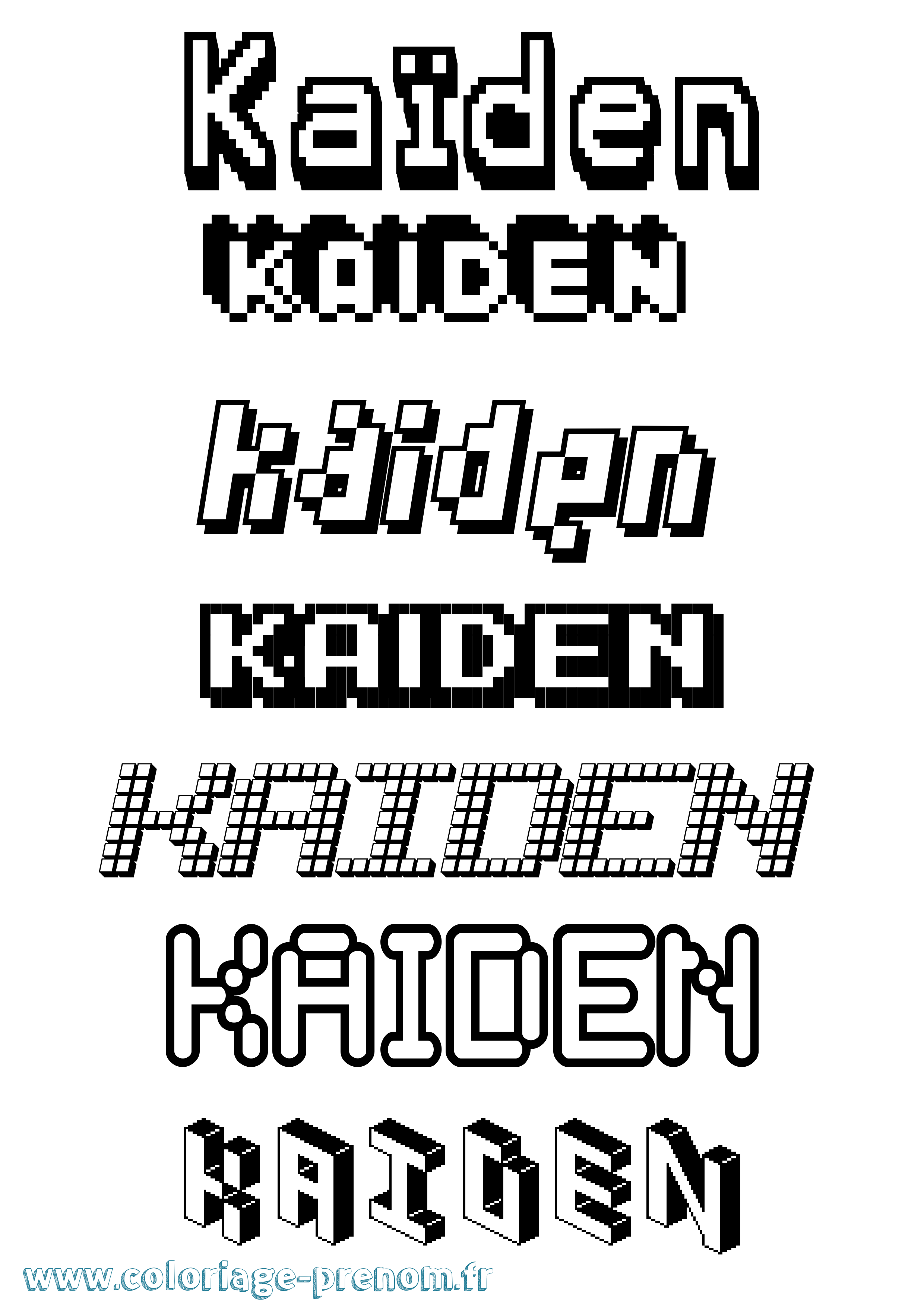 Coloriage prénom Kaïden Pixel