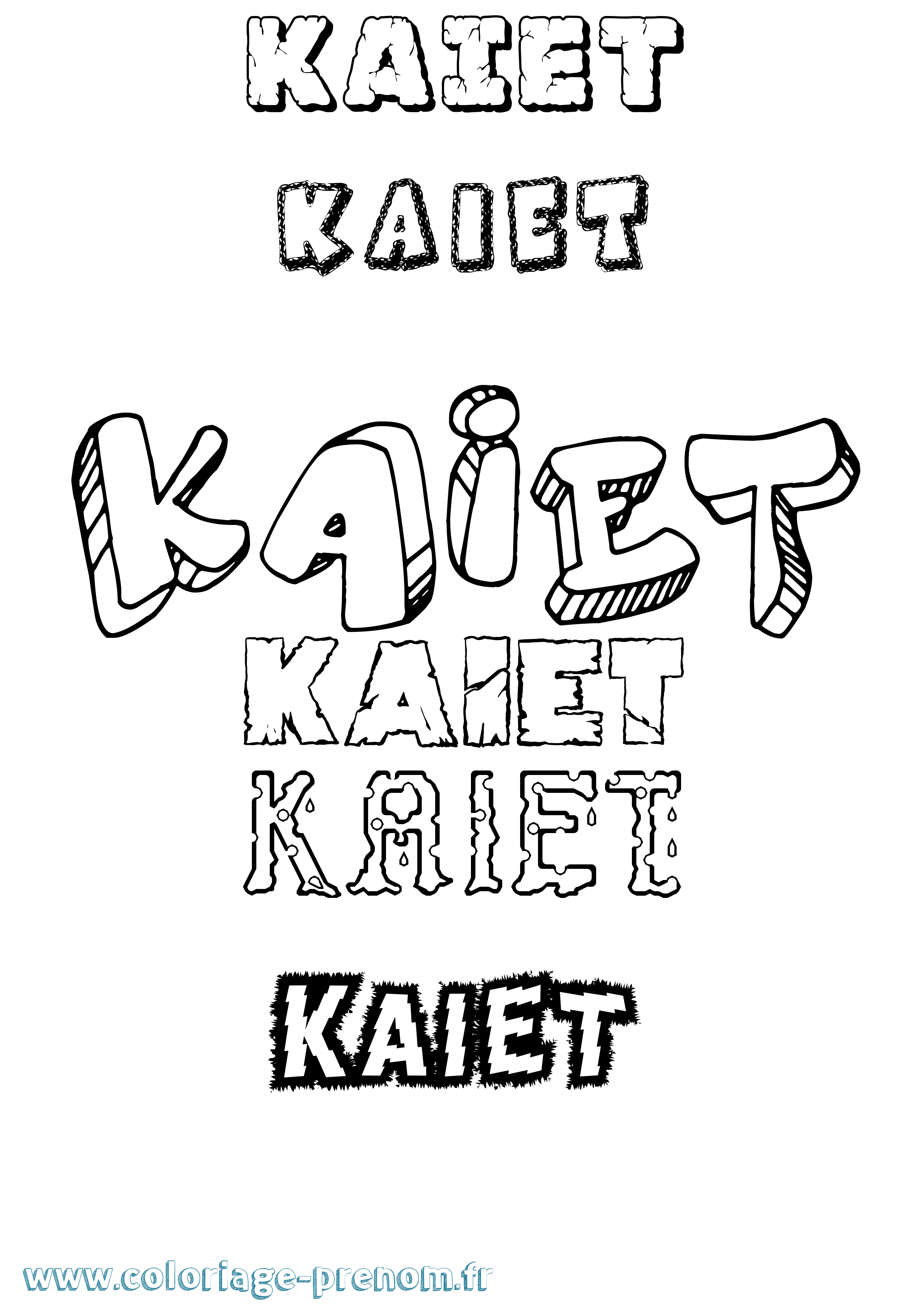 Coloriage prénom Kaiet Destructuré