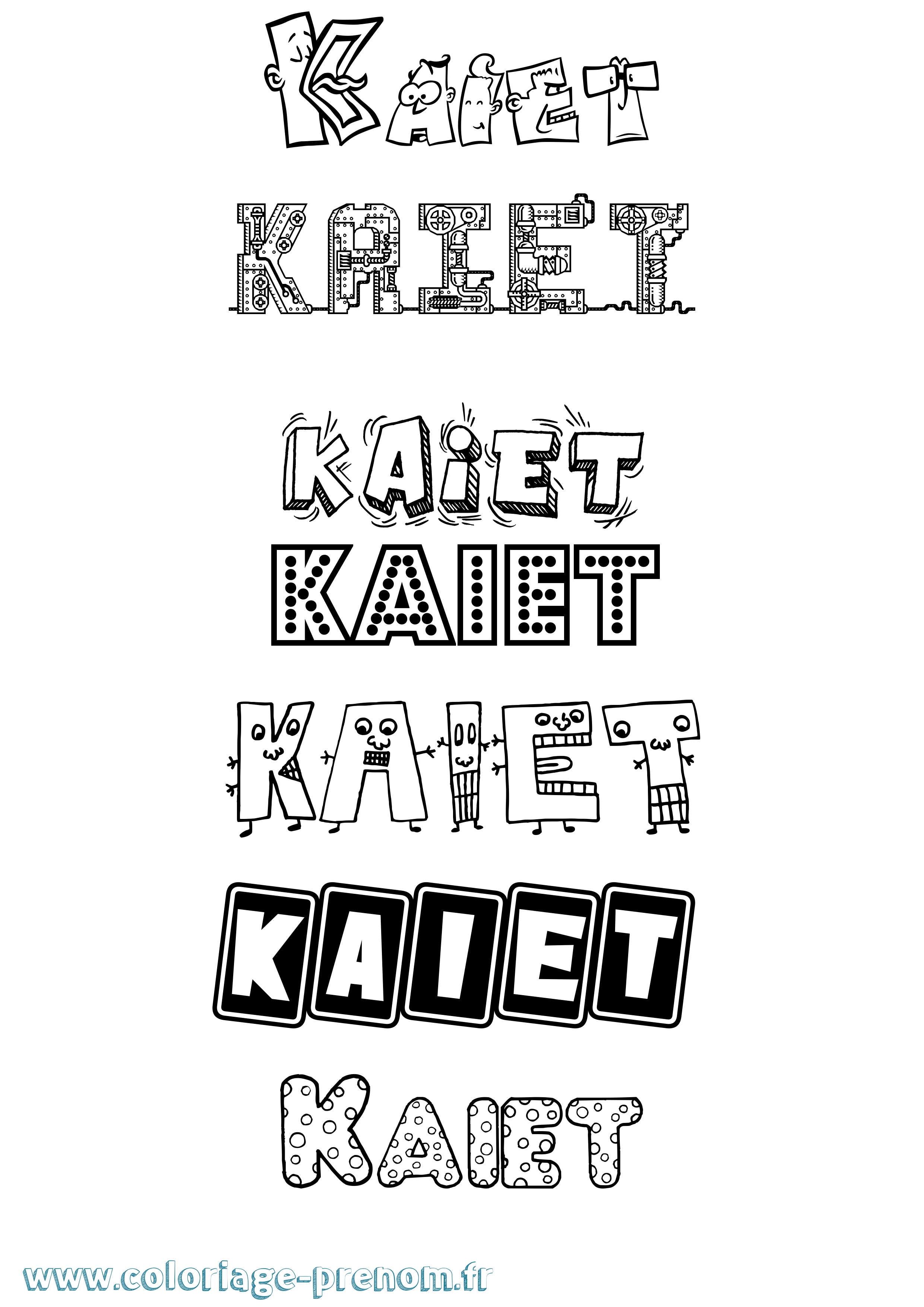 Coloriage prénom Kaiet Fun