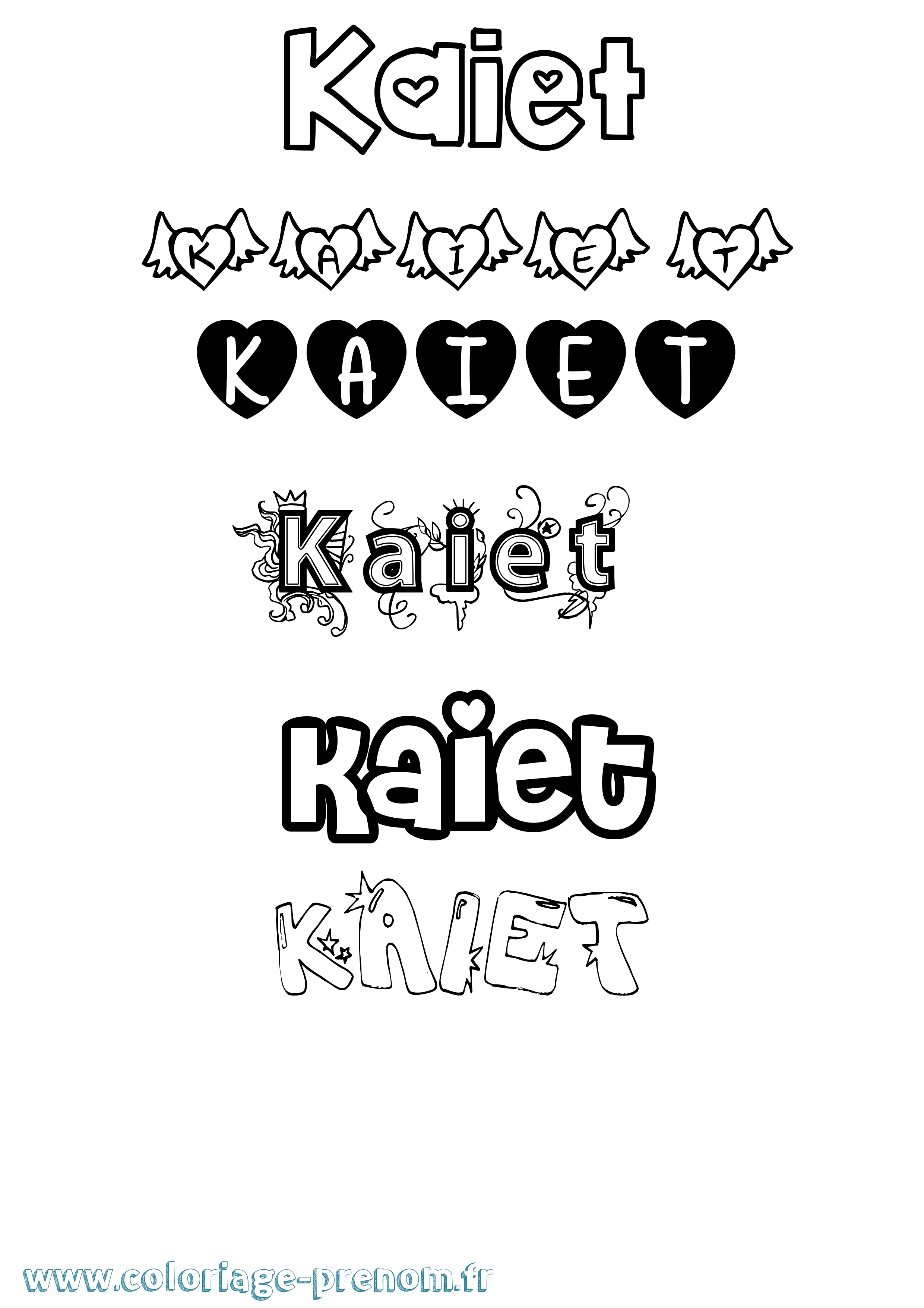 Coloriage prénom Kaiet Girly