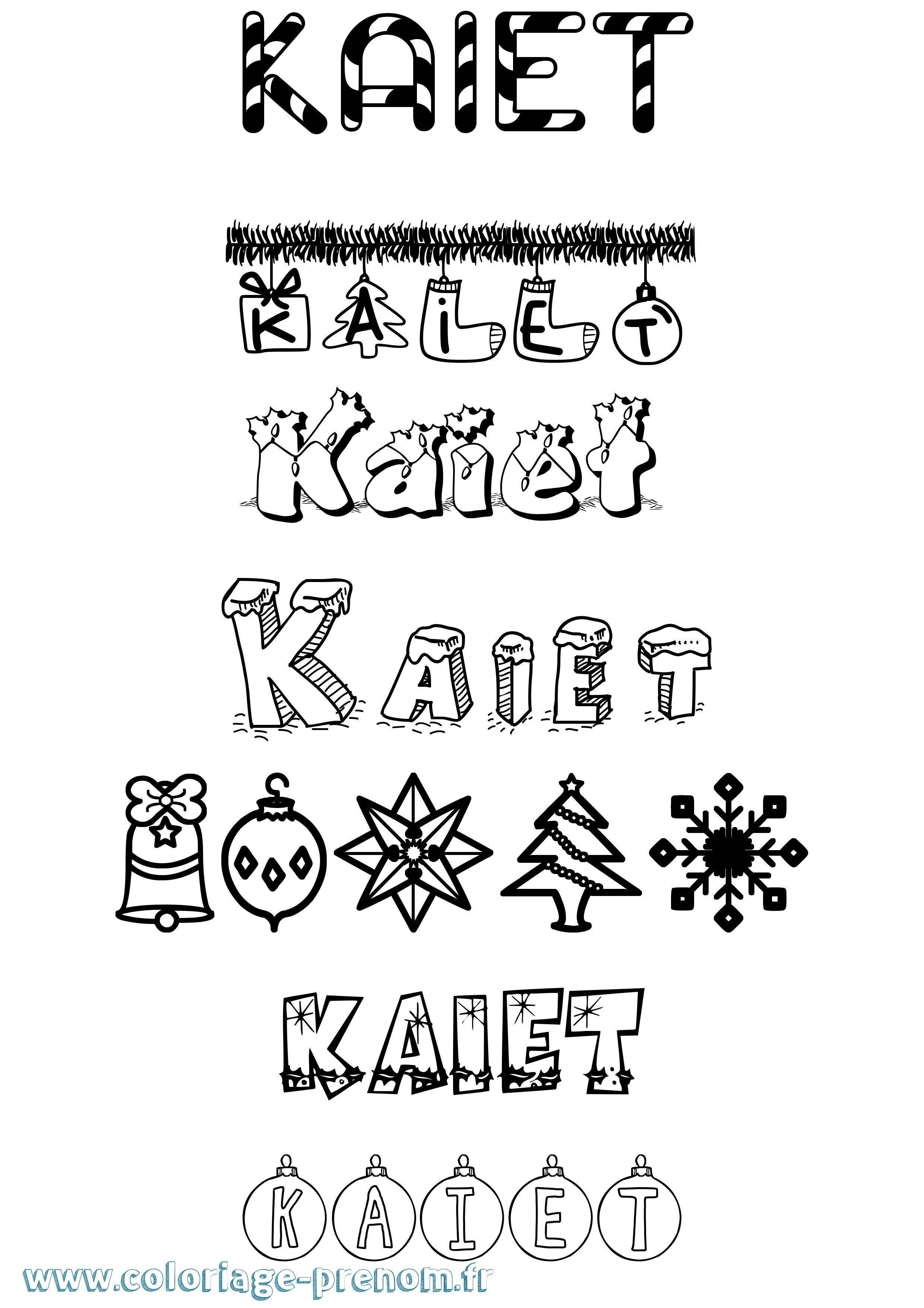 Coloriage prénom Kaiet Noël