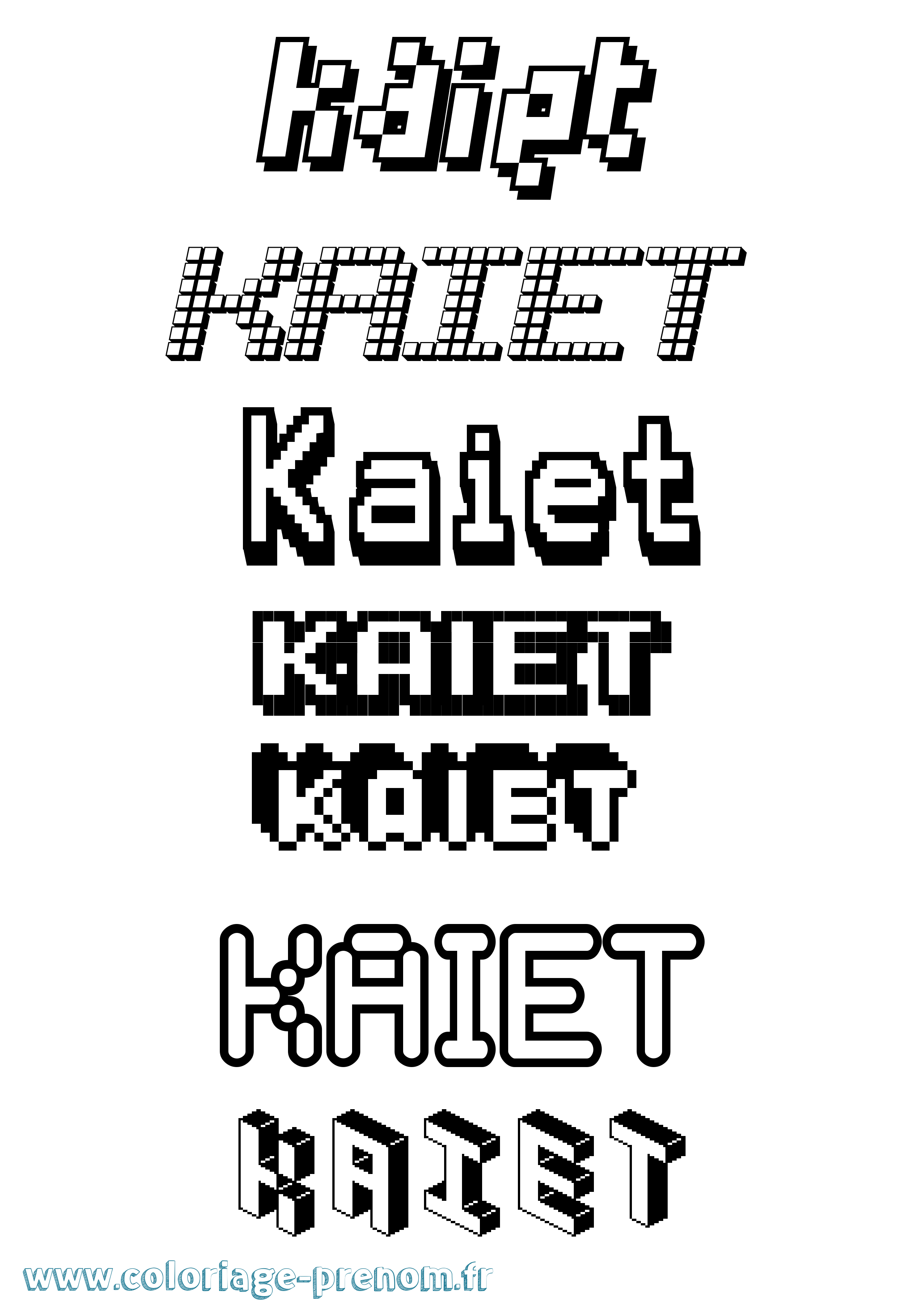 Coloriage prénom Kaiet Pixel