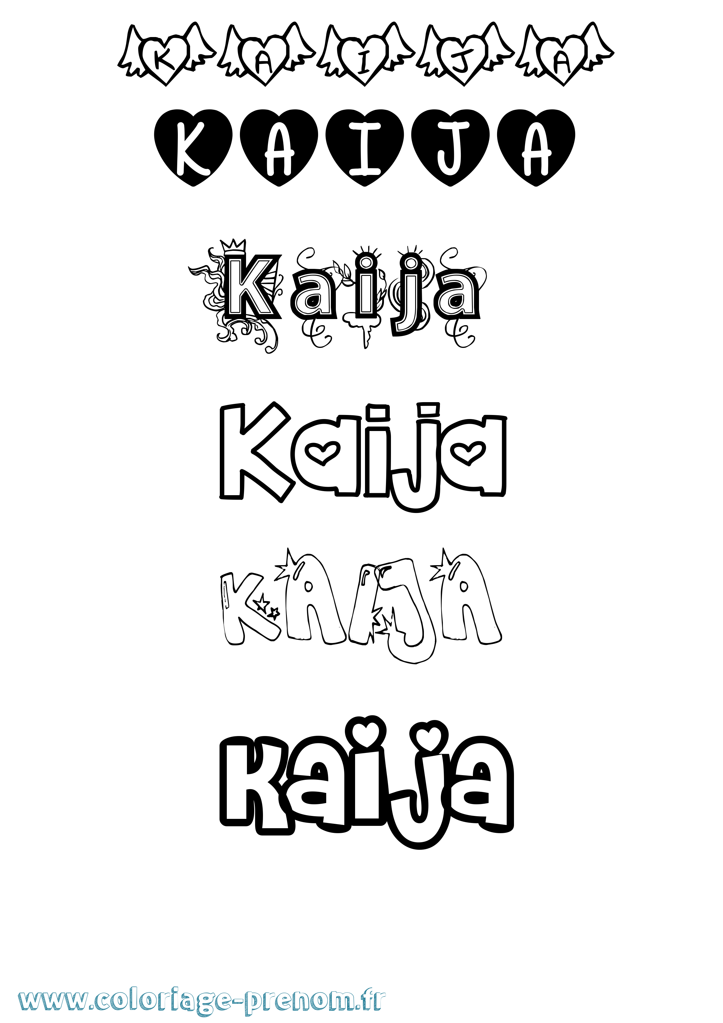 Coloriage prénom Kaija Girly