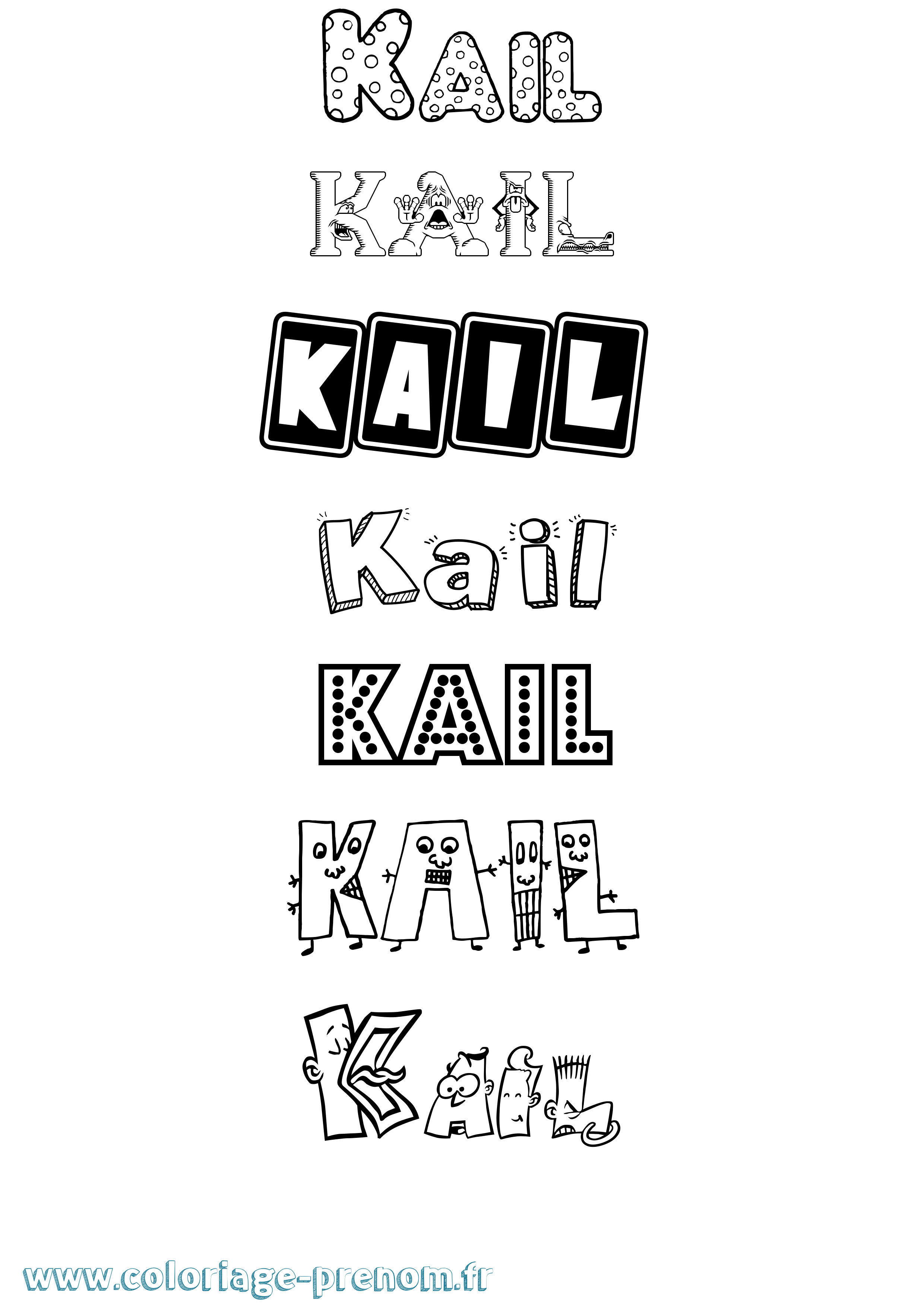 Coloriage prénom Kail Fun