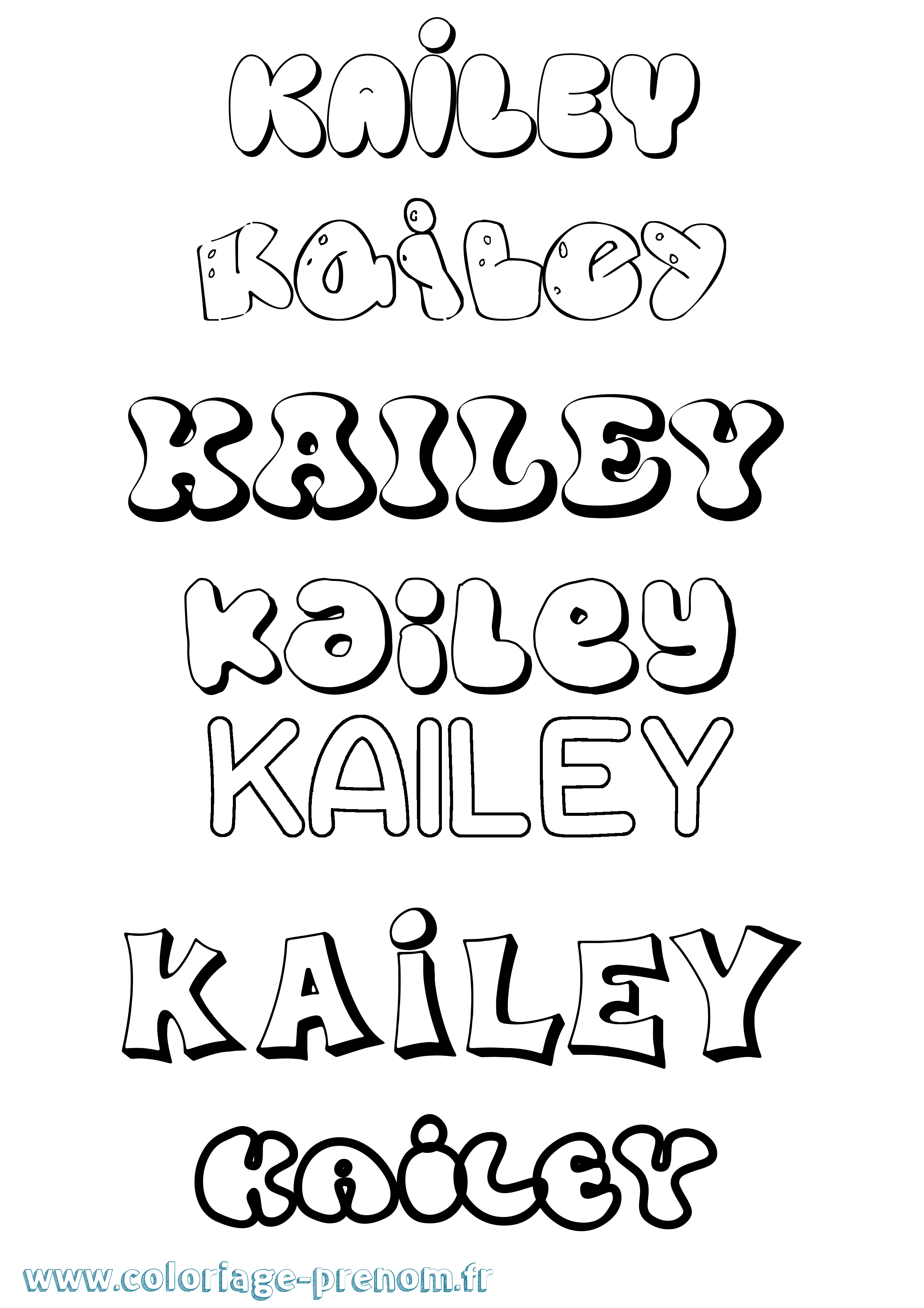 Coloriage prénom Kailey Bubble