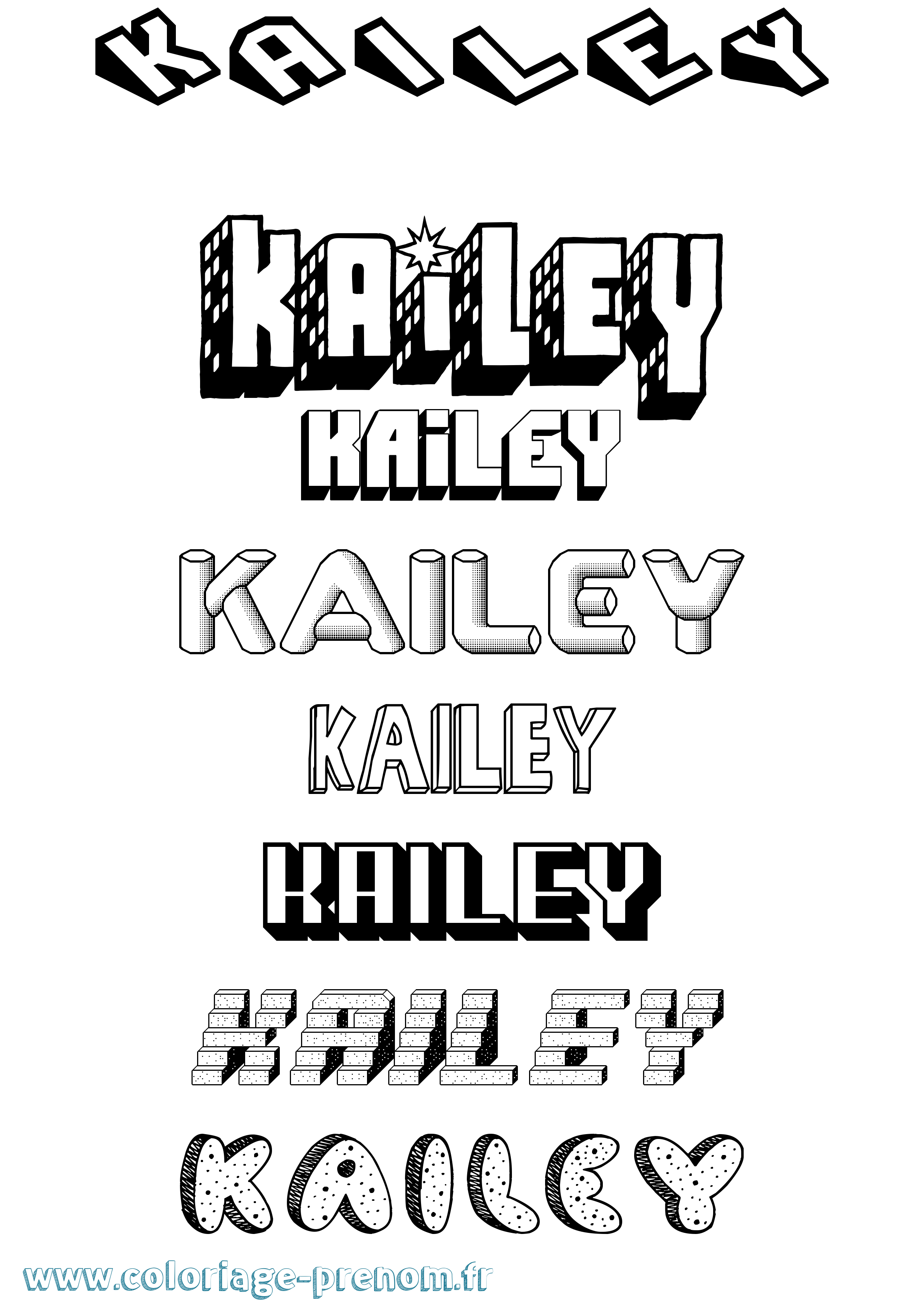 Coloriage prénom Kailey Effet 3D