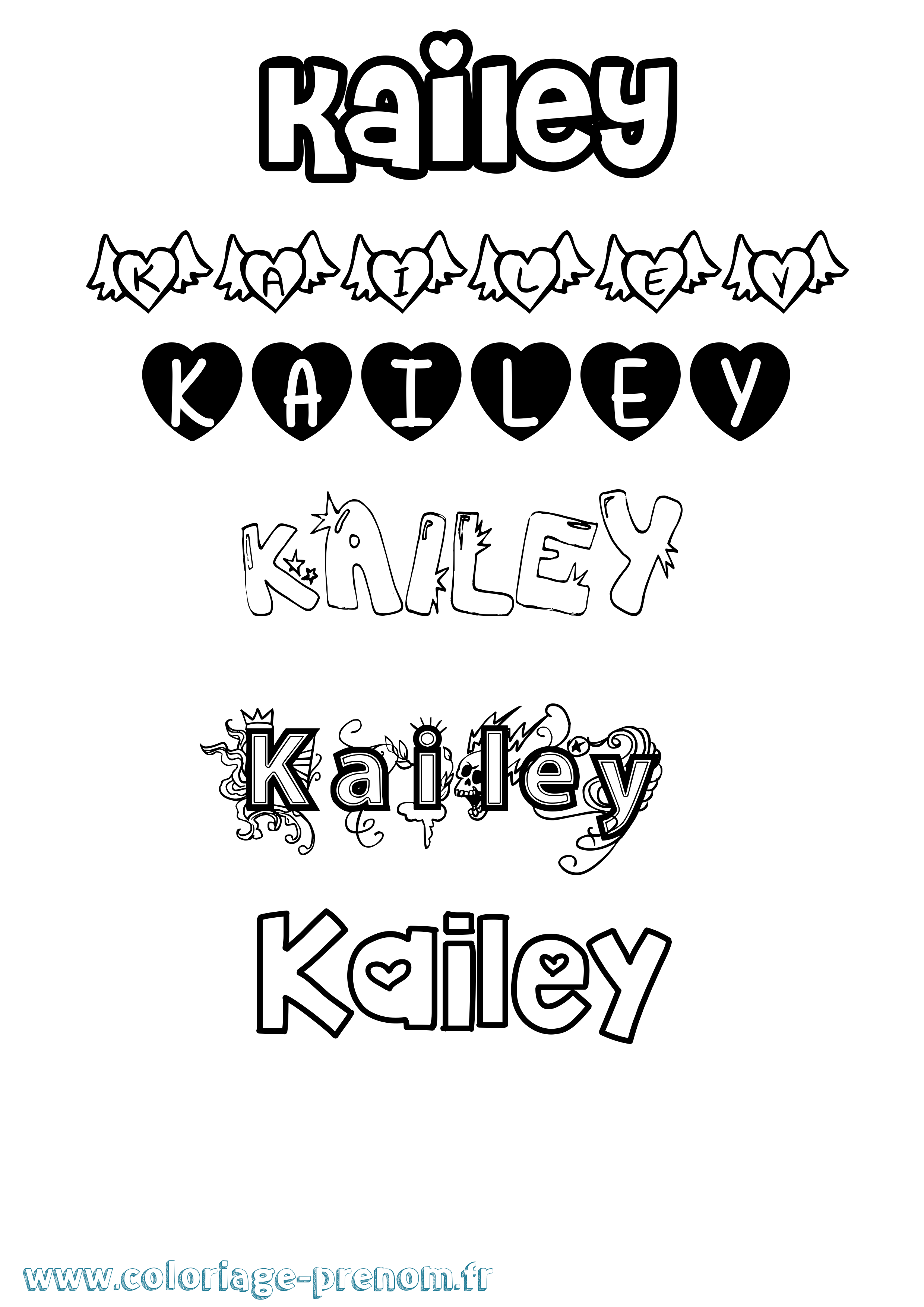 Coloriage prénom Kailey Girly