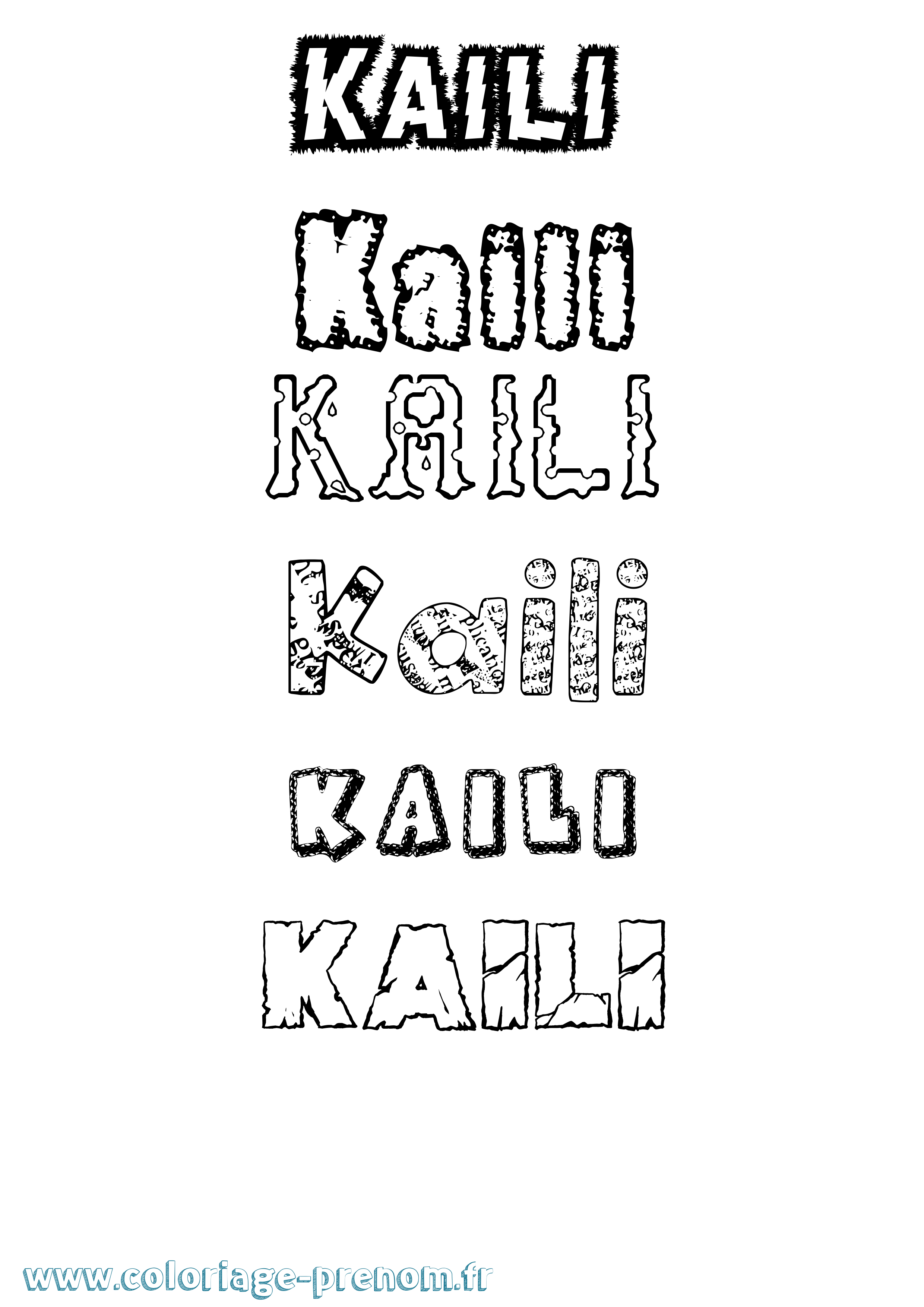 Coloriage prénom Kaili Destructuré