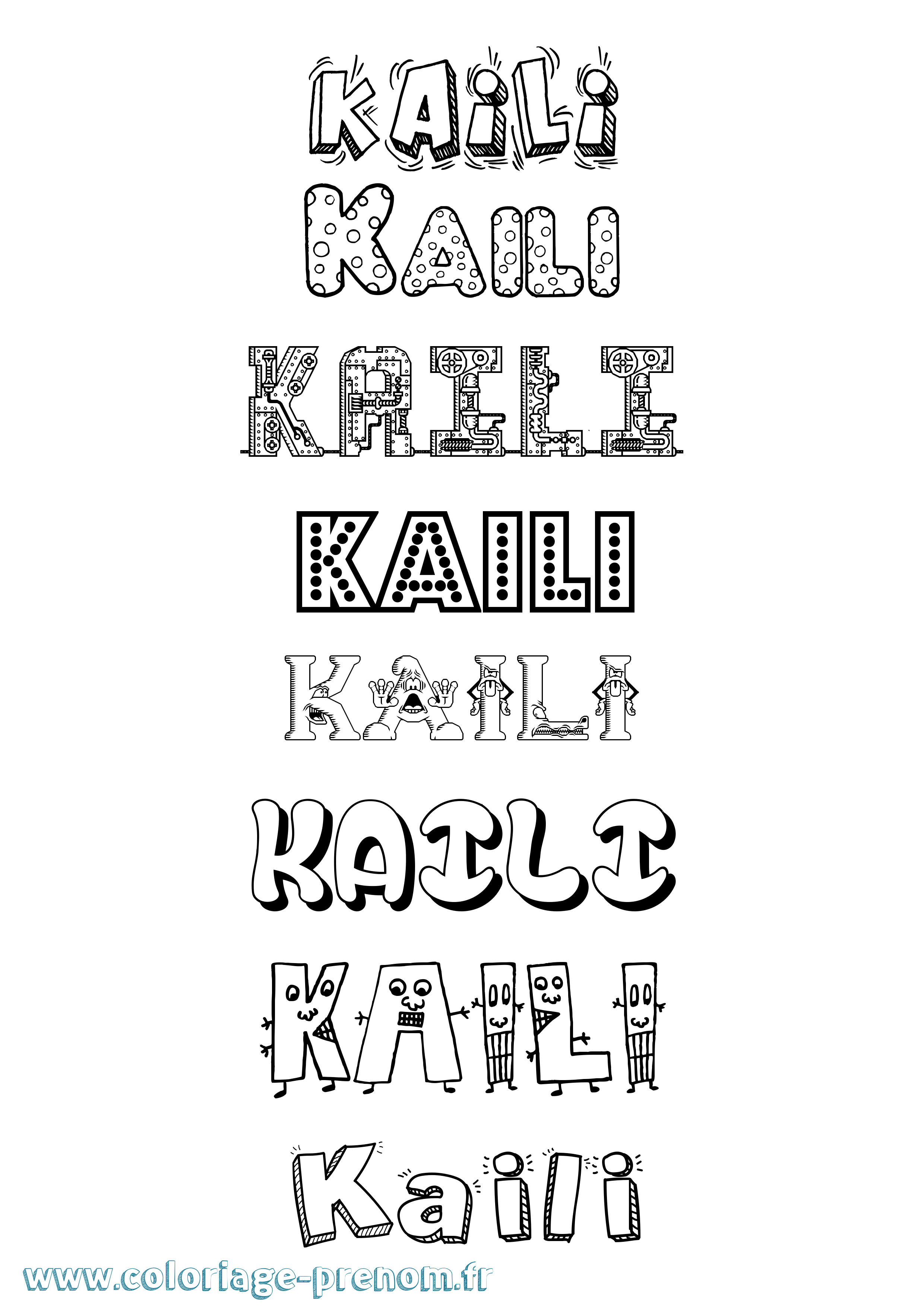 Coloriage prénom Kaili Fun