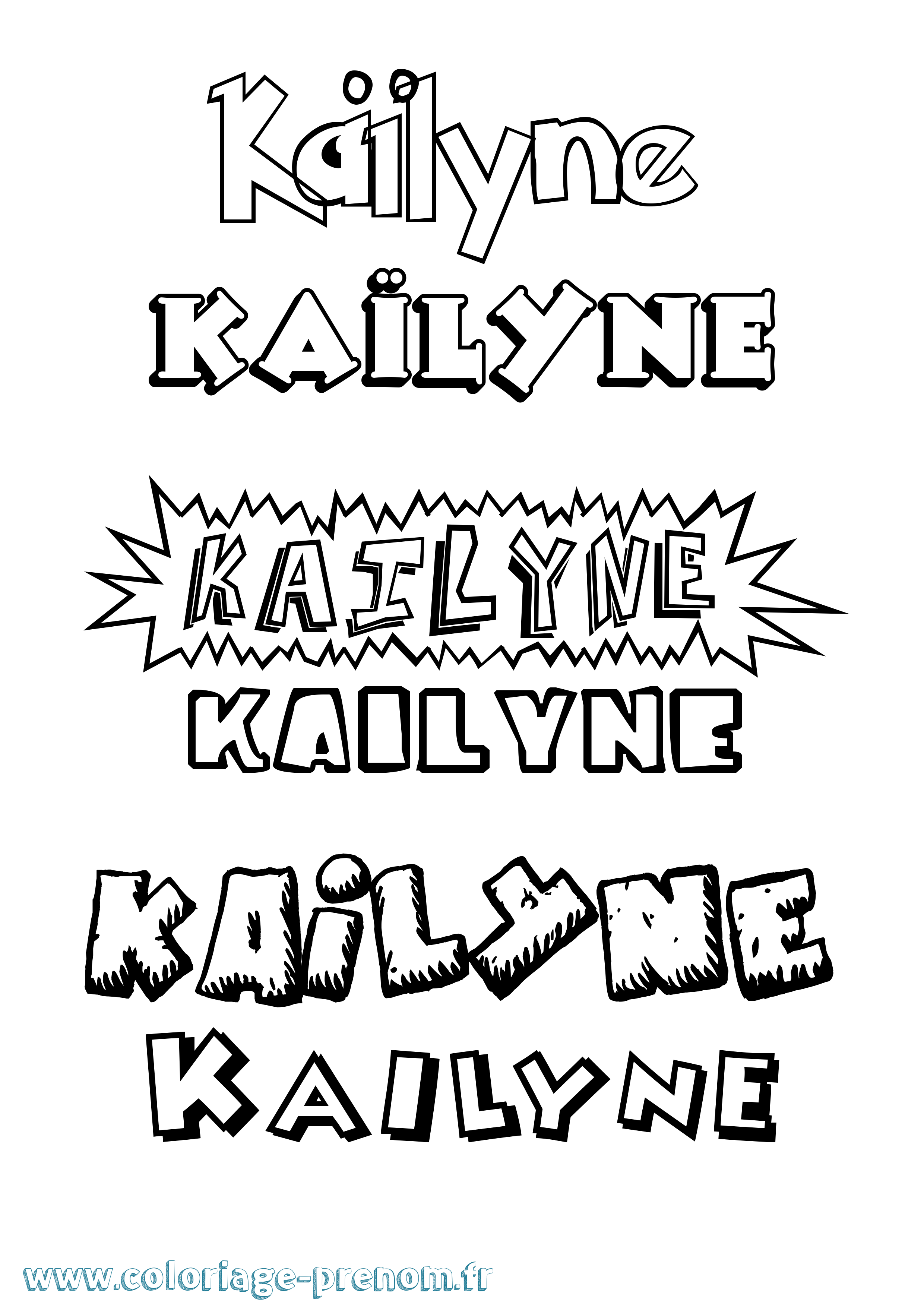 Coloriage prénom Kaïlyne Dessin Animé