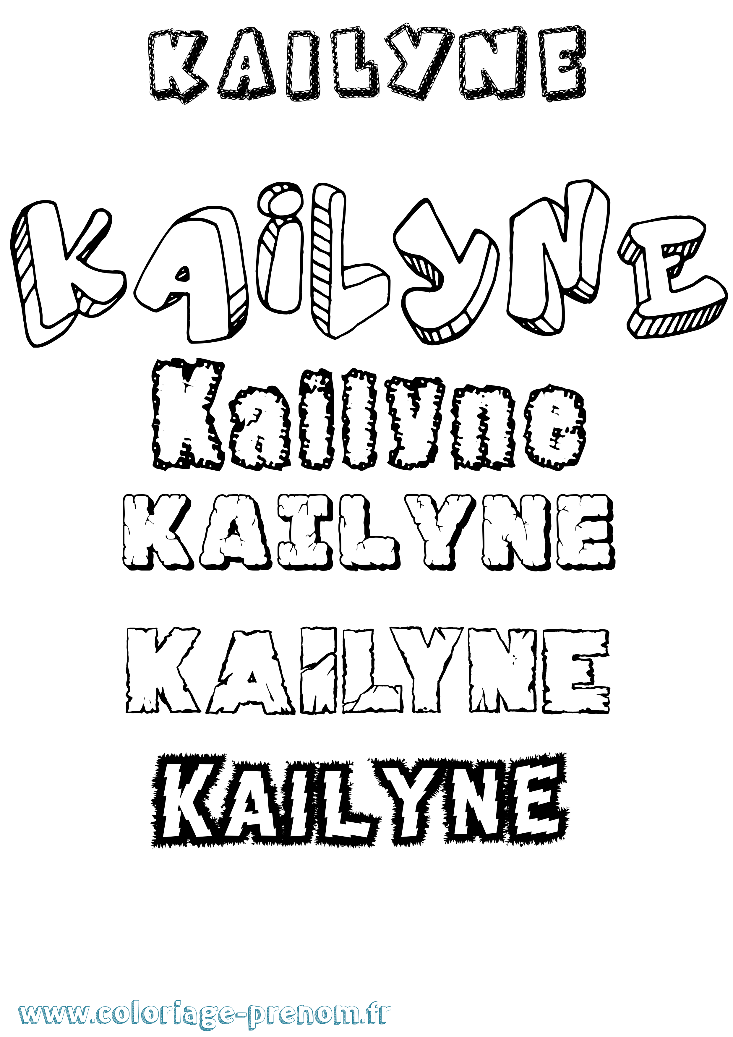Coloriage prénom Kaïlyne Destructuré