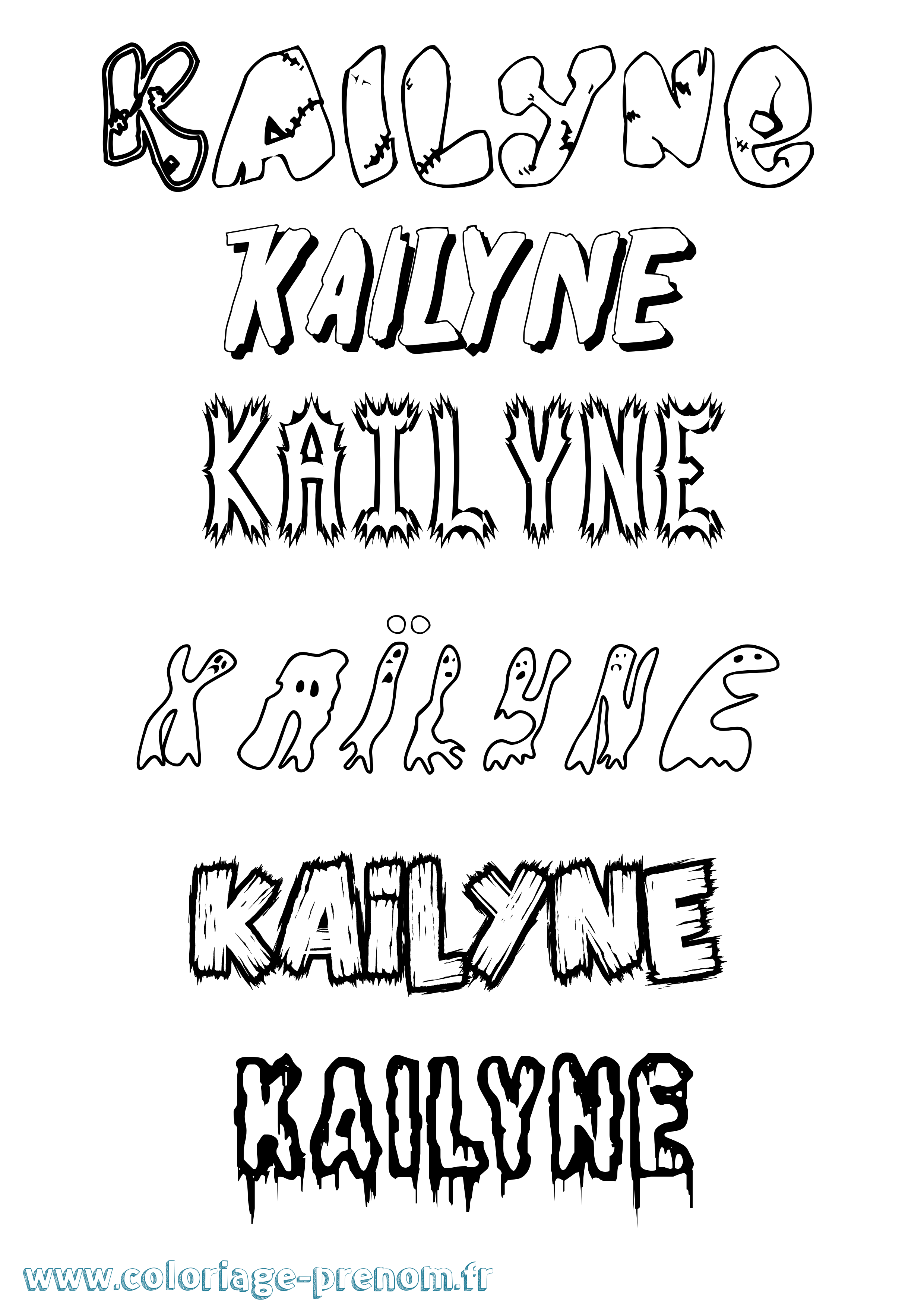 Coloriage prénom Kaïlyne Frisson